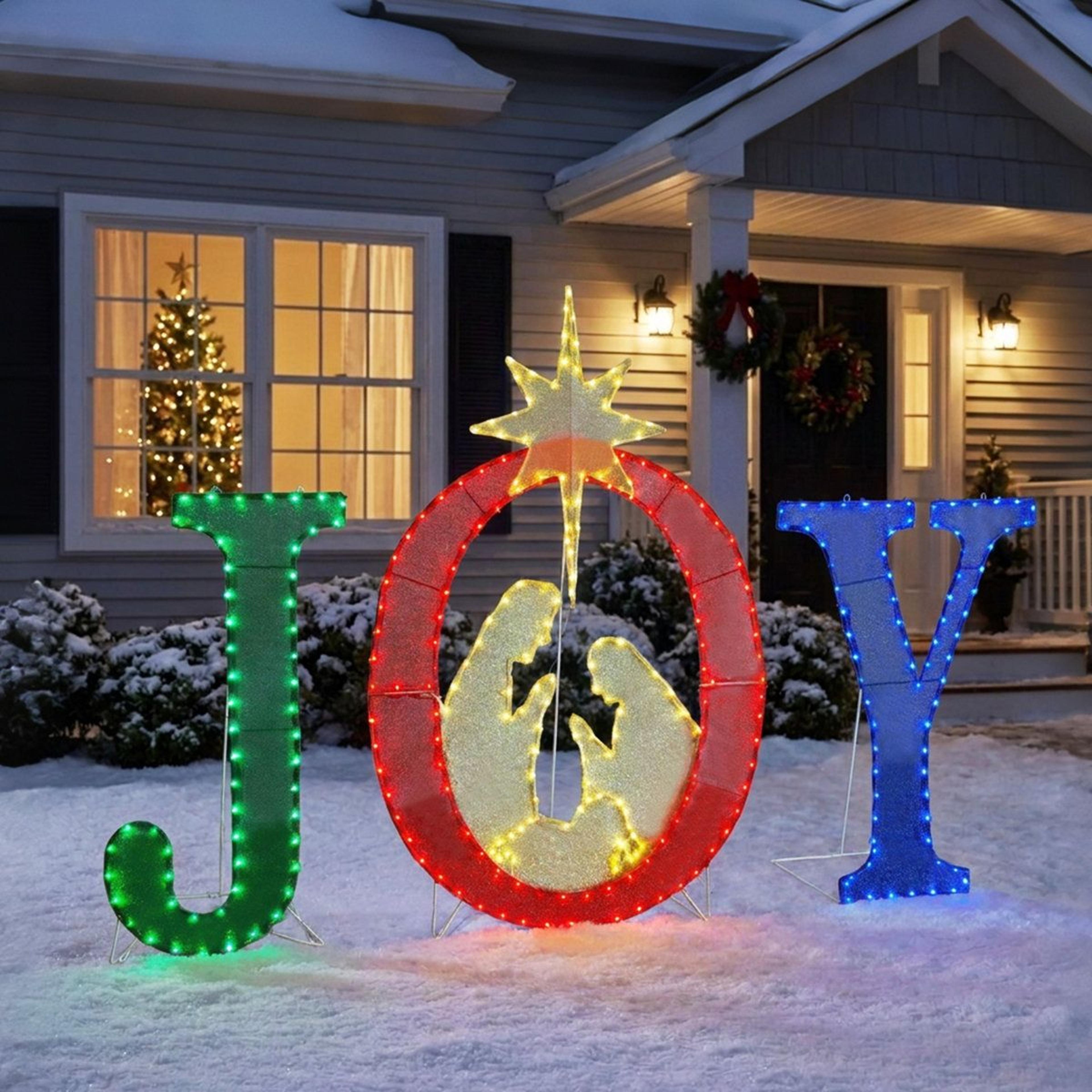 49Inch Outdoor Lighted JOY Christmas Sign With Nativity Scene And 350 LED Lights 14