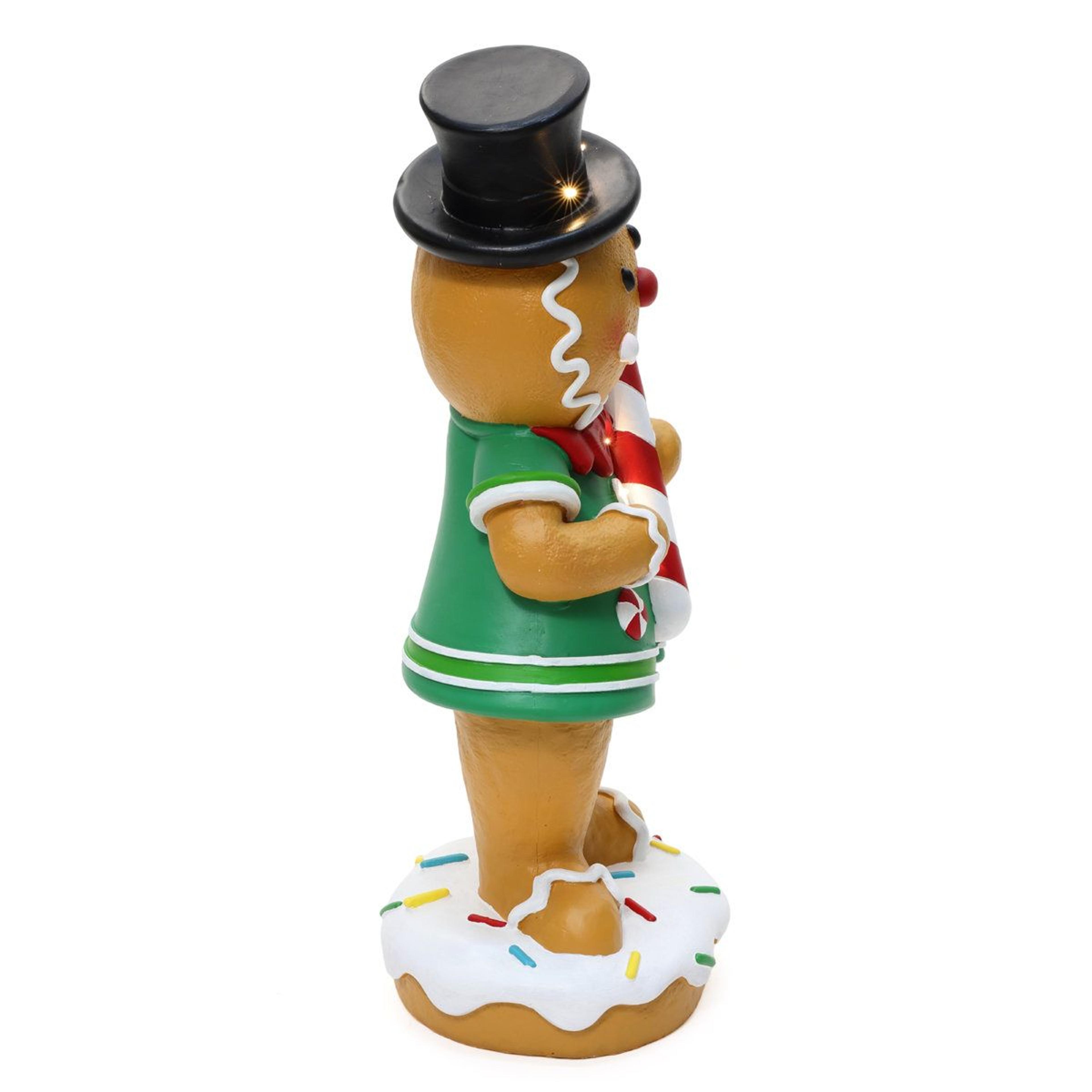 LED Lighted Gingerbread Man Christmas Statue With Candy Cane And BatteryPowered Lights 9