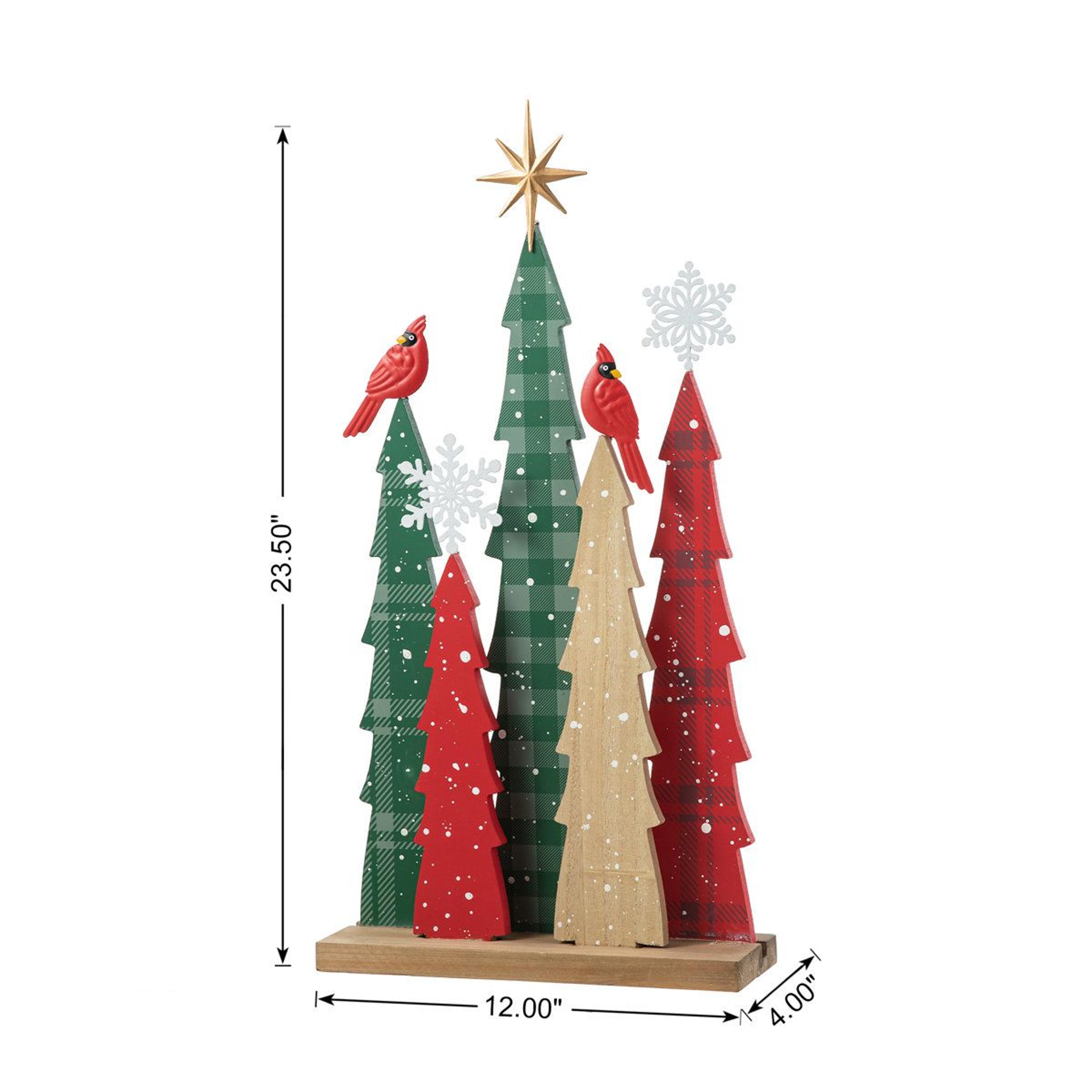 235Inch Wooden Christmas Tabletop Tree With Iron Accents And Cardinal Design 2