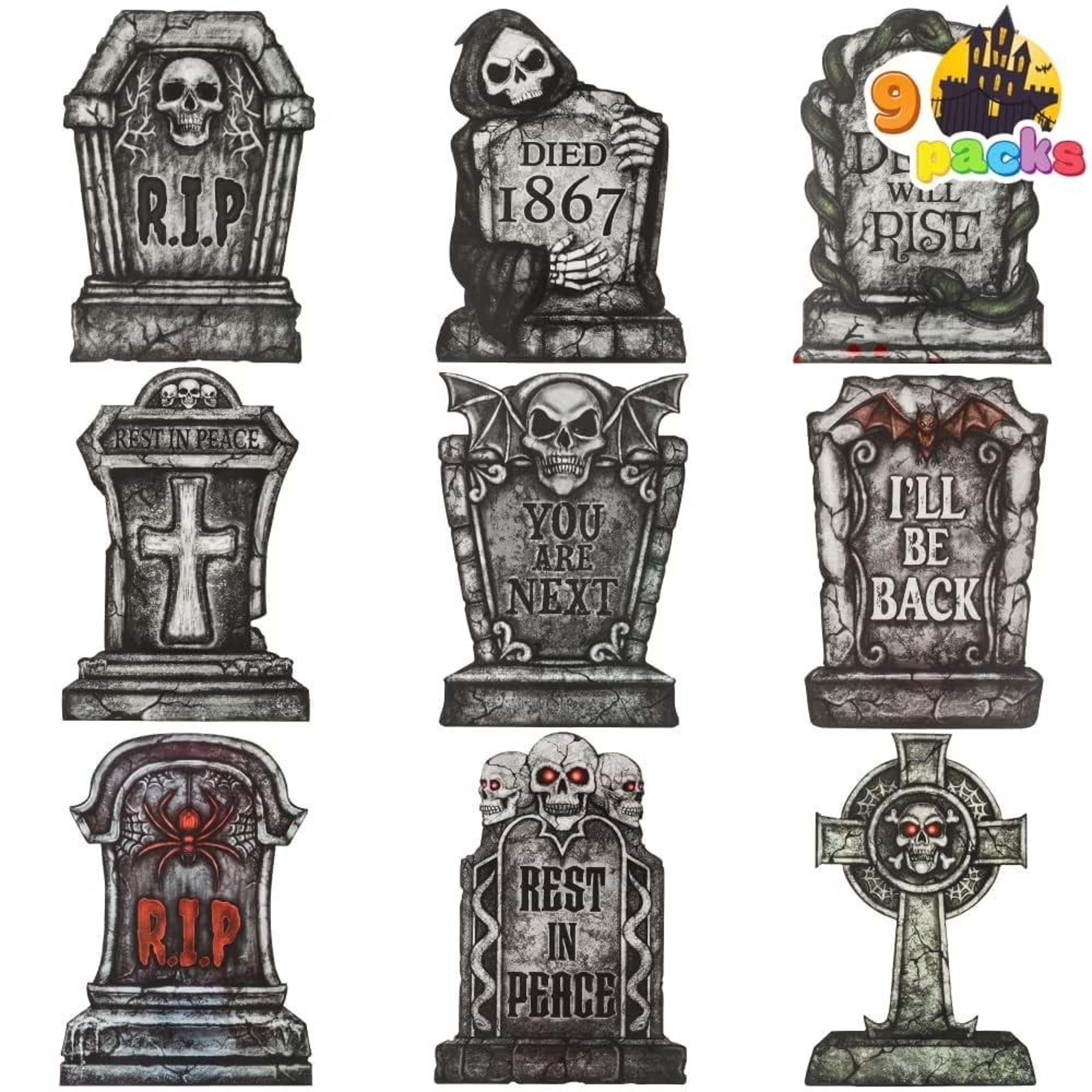 9Piece Halloween Tombstone Yard Decorations With 18 Metal Stakes 6