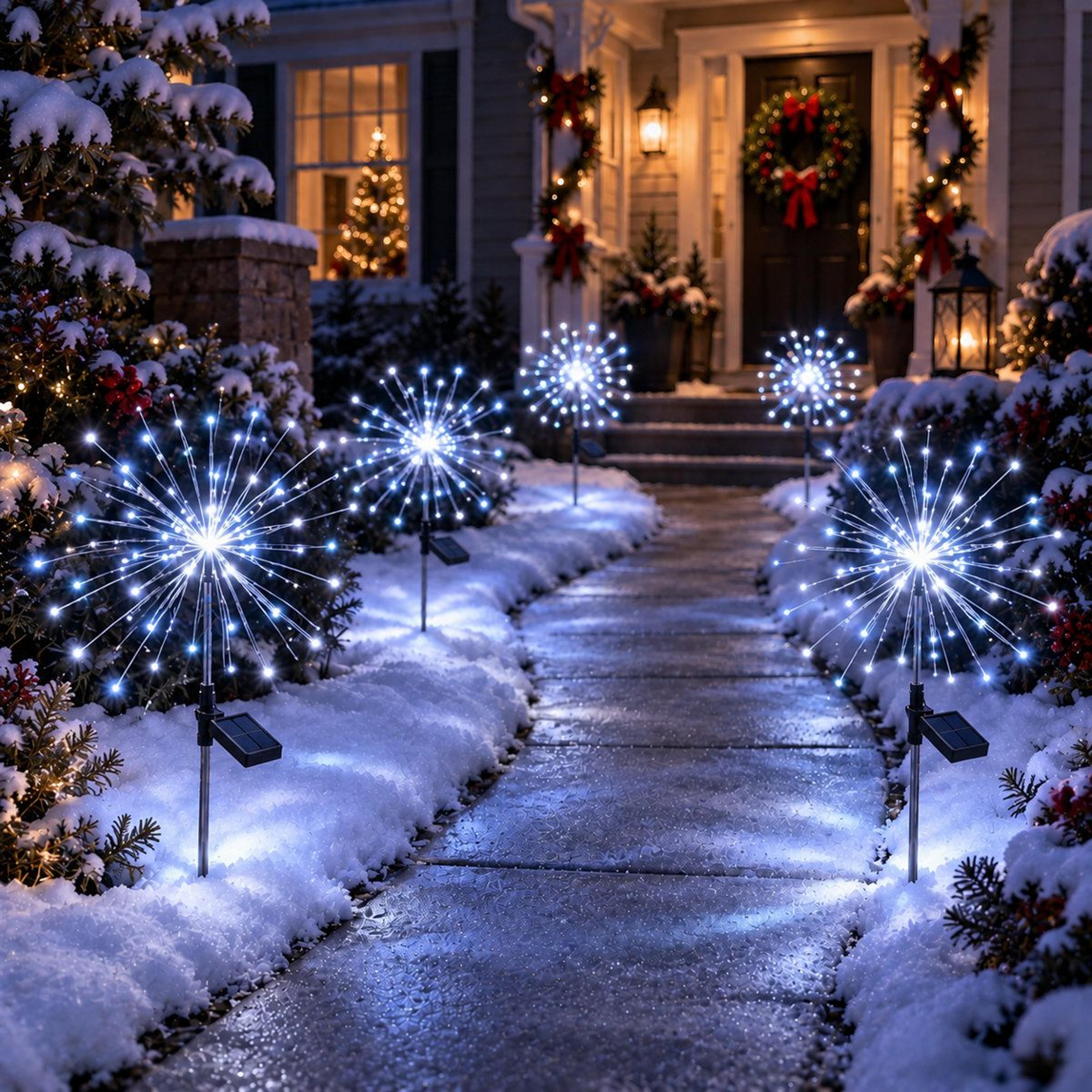 solar firework garden lights with 120 leds and 8 lighting modes – set of 6