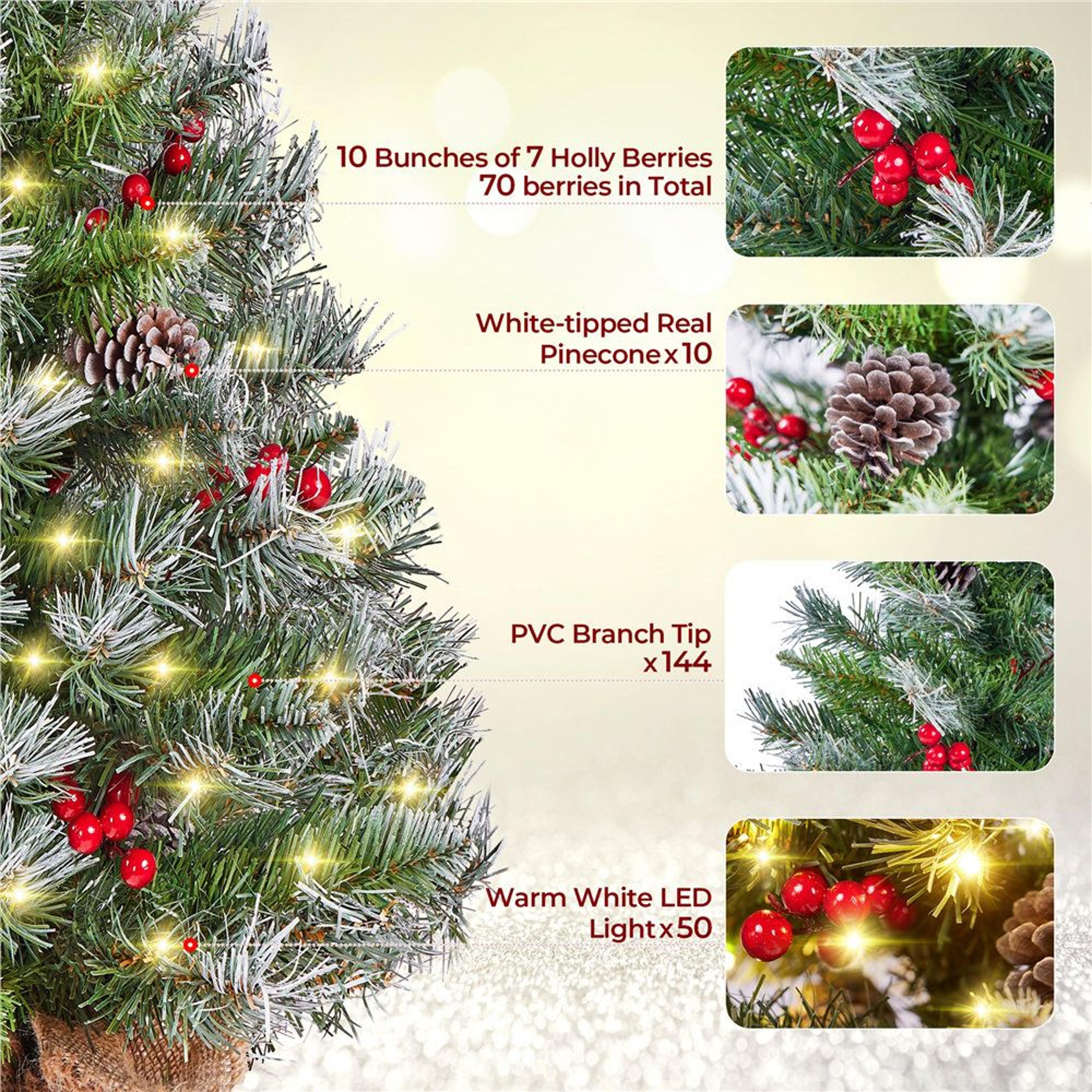 PreLit Frosted Tabletop Christmas Trees With Pinecones And Berries Set Of 2 4
