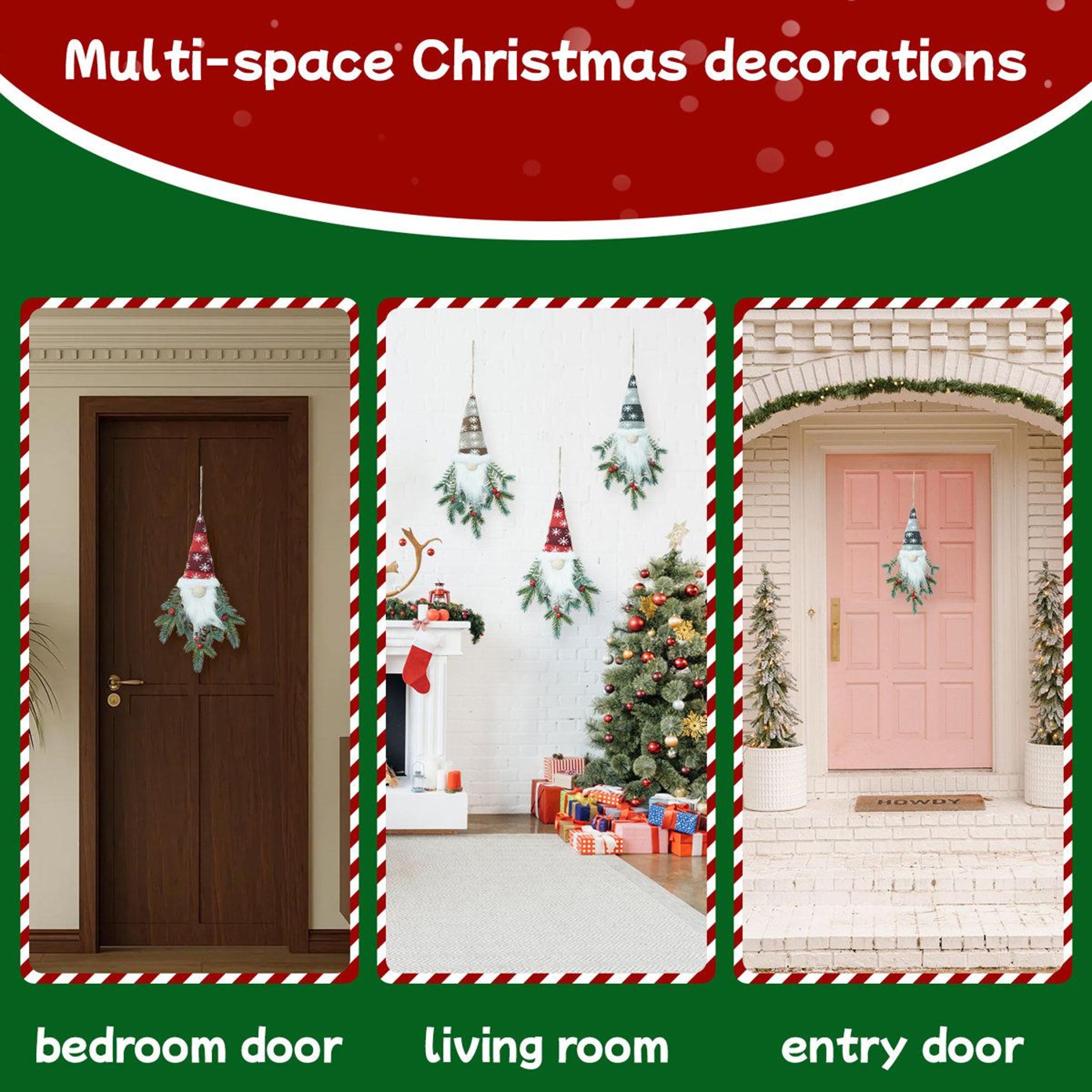 LightUp Christmas Elf Hanging Decorations With LED Pine And Berries Set Of 3 11