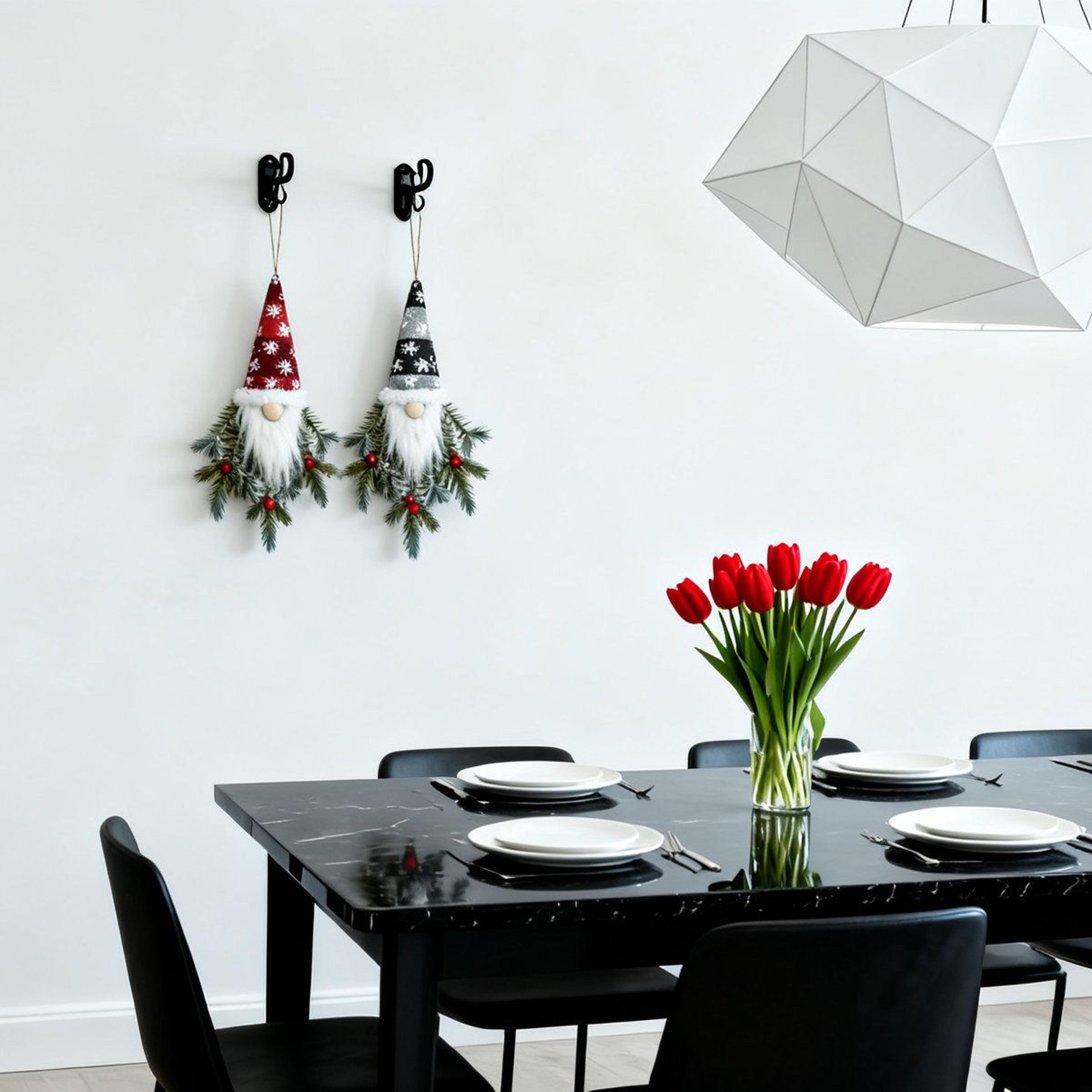 LightUp Christmas Elf Hanging Decorations With LED Pine And Berries Set Of 3 8