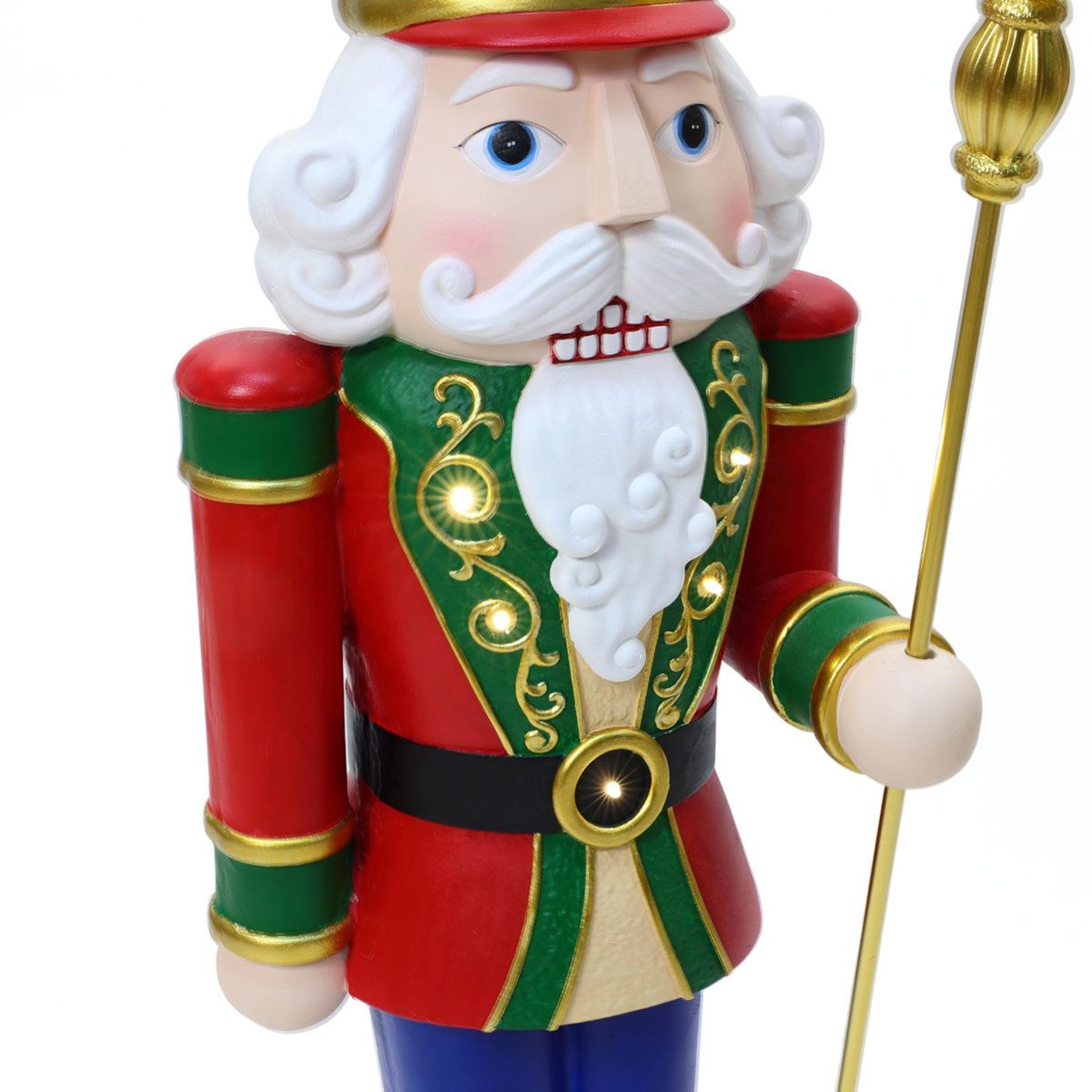 BatteryOperated LED Christmas Nutcracker Statue With Scepter And Timer 6