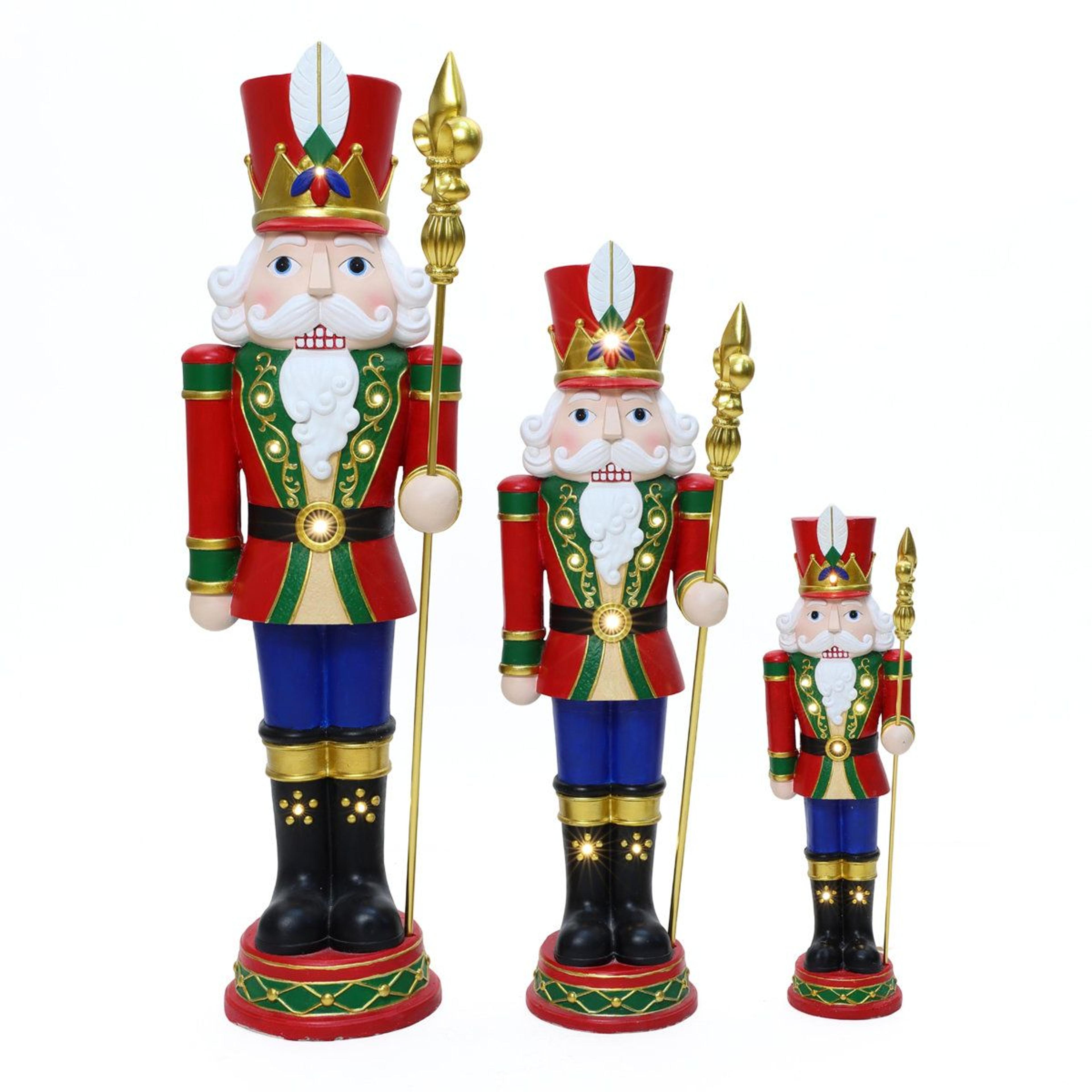 BatteryOperated LED Christmas Nutcracker Statue With Scepter And Timer 9