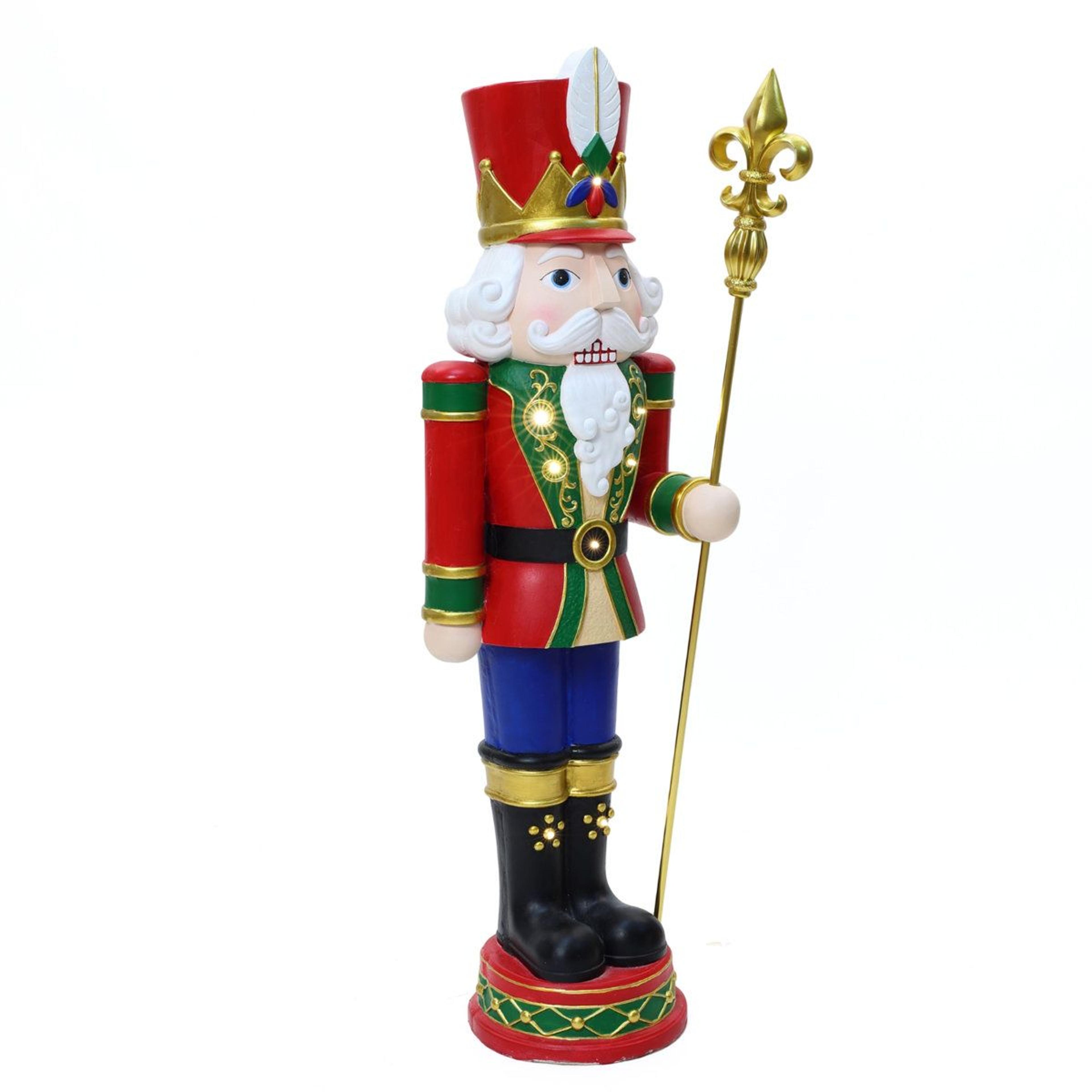 BatteryOperated LED Christmas Nutcracker Statue With Scepter And Timer 13