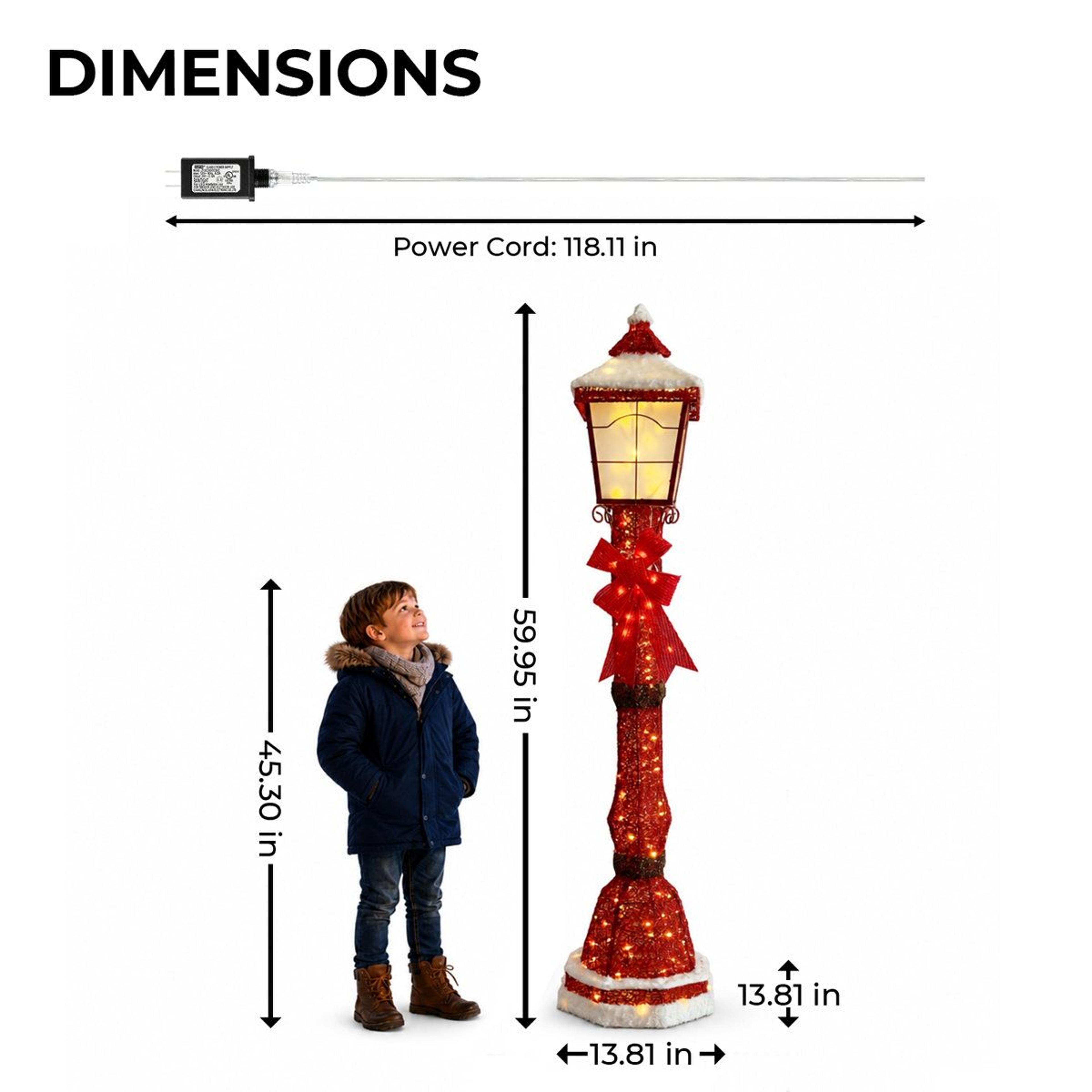 60Inch Outdoor Christmas Lamp Post Decoration With 151 Warm White LED Lights 3