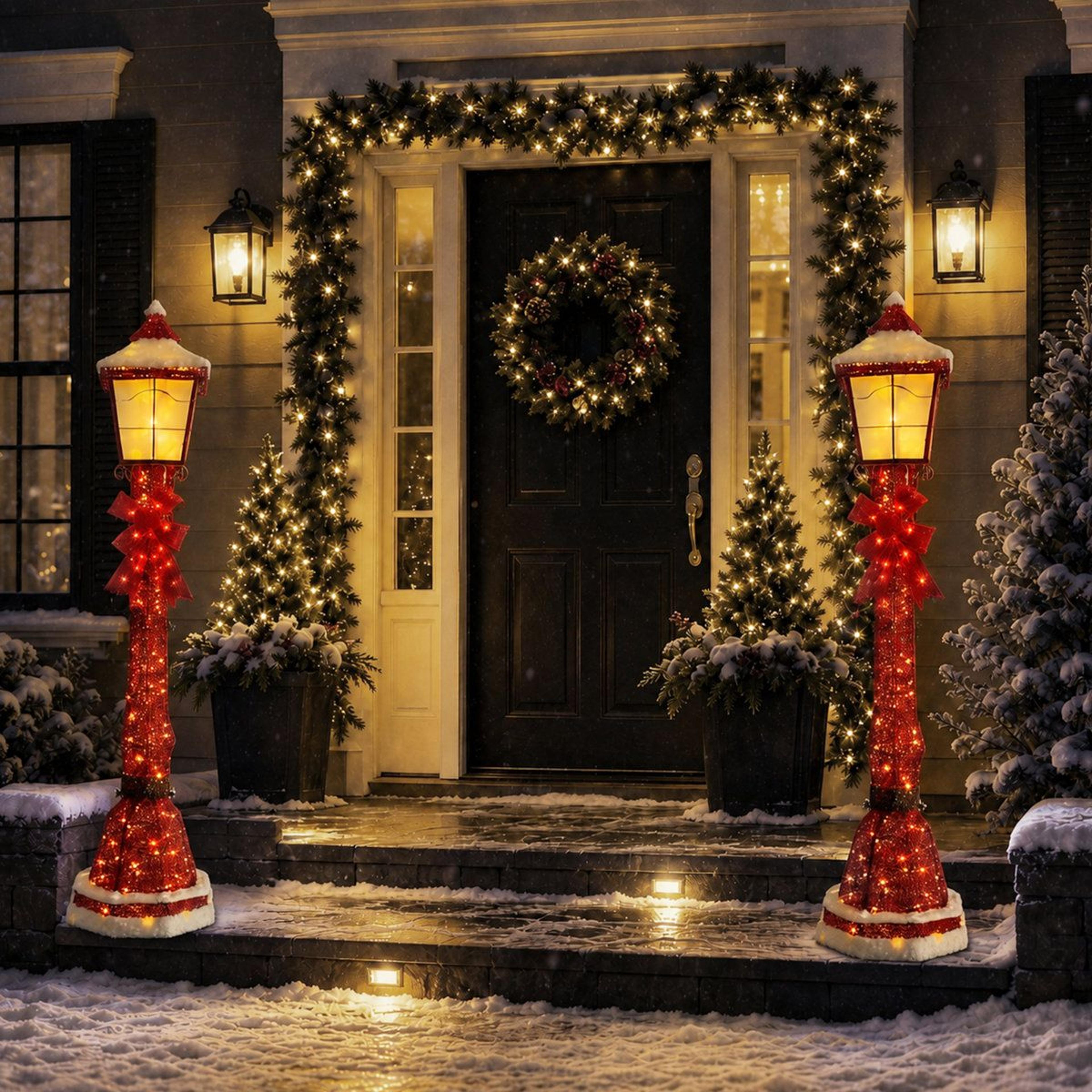 60Inch Outdoor Christmas Lamp Post Decoration With 151 Warm White LED Lights 9