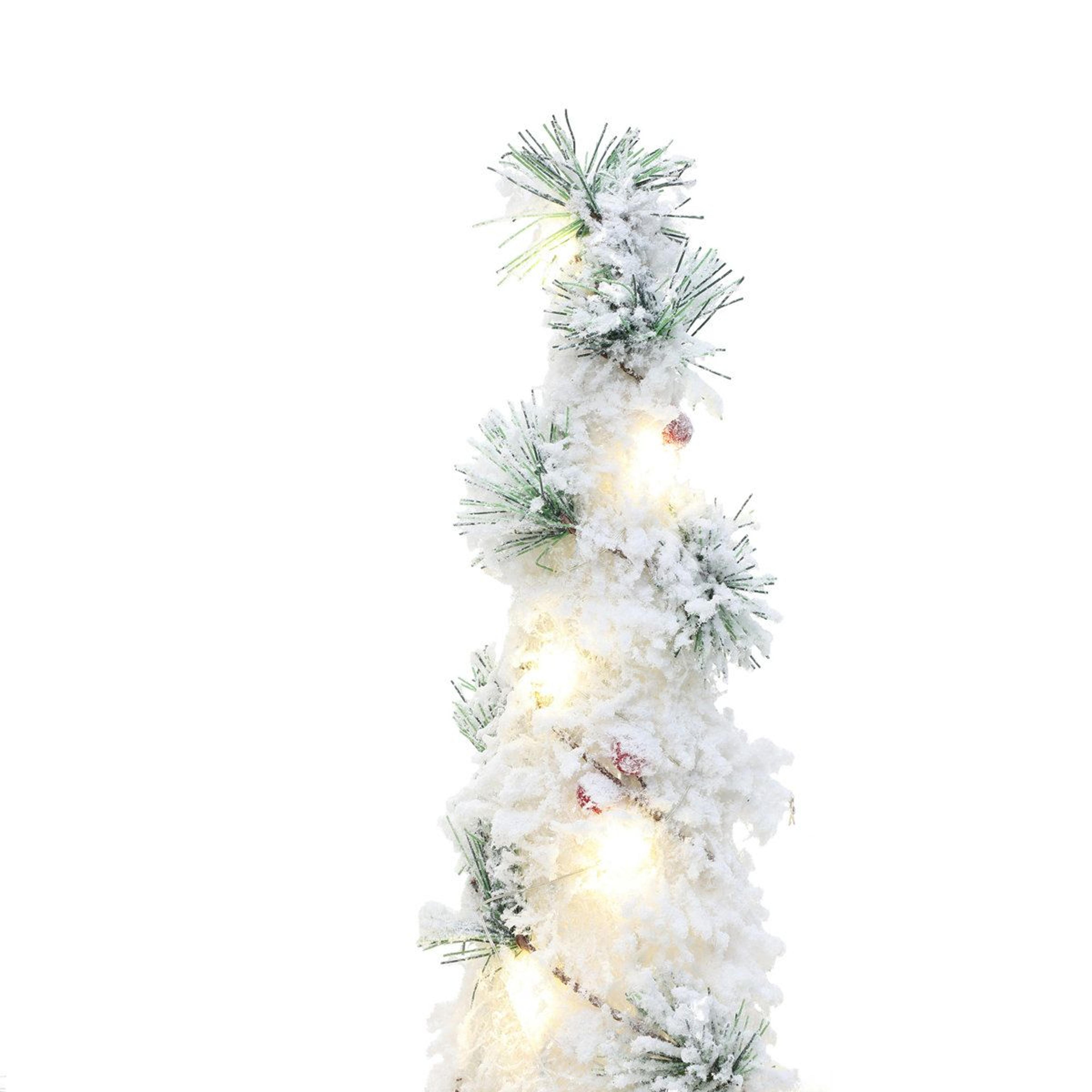 3Piece PreLit Flocked Cone Christmas Tree Set With Warm White LED Lights 8