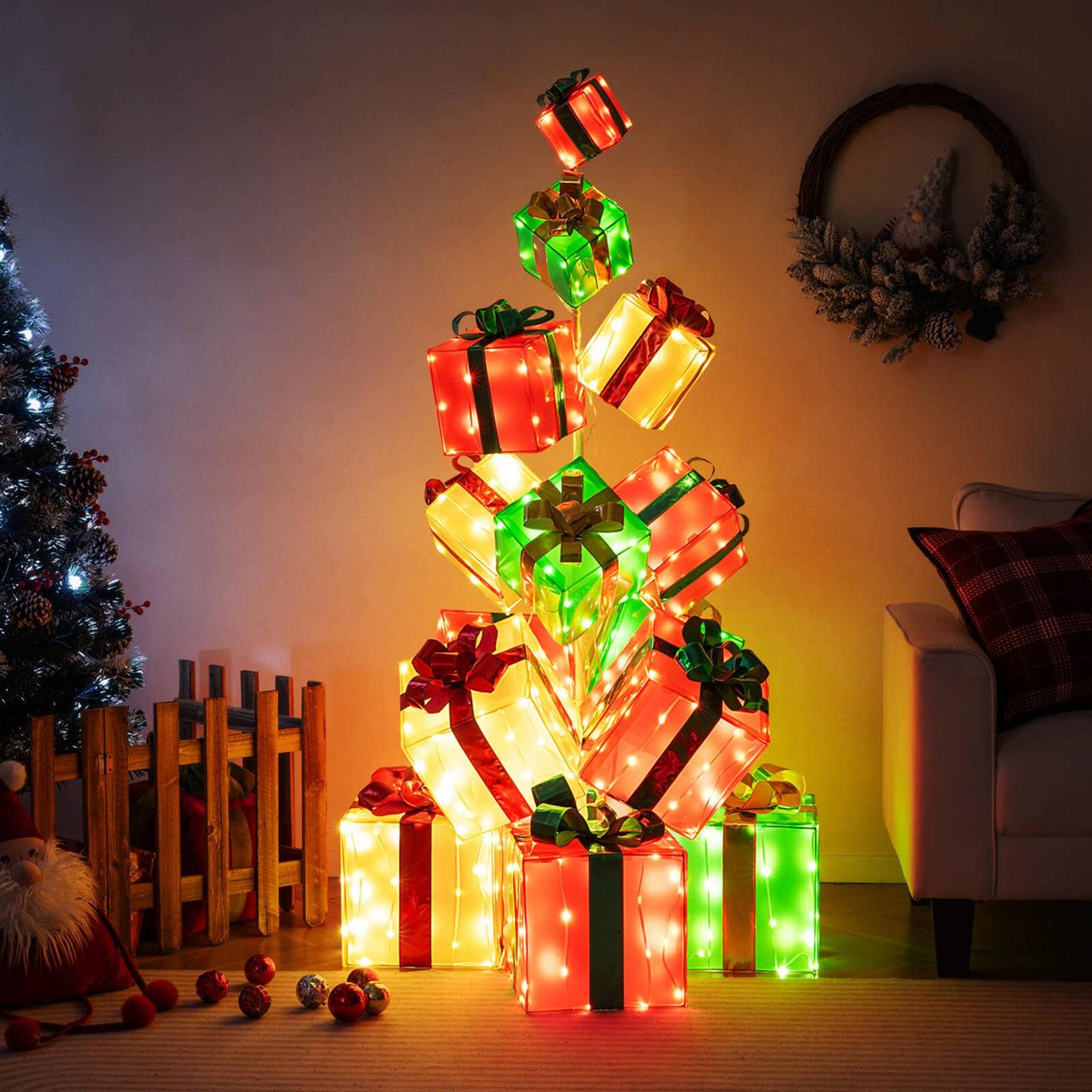 56 FT PreLit Christmas Gift Box Tower With 483 Warm White LED Lights 2