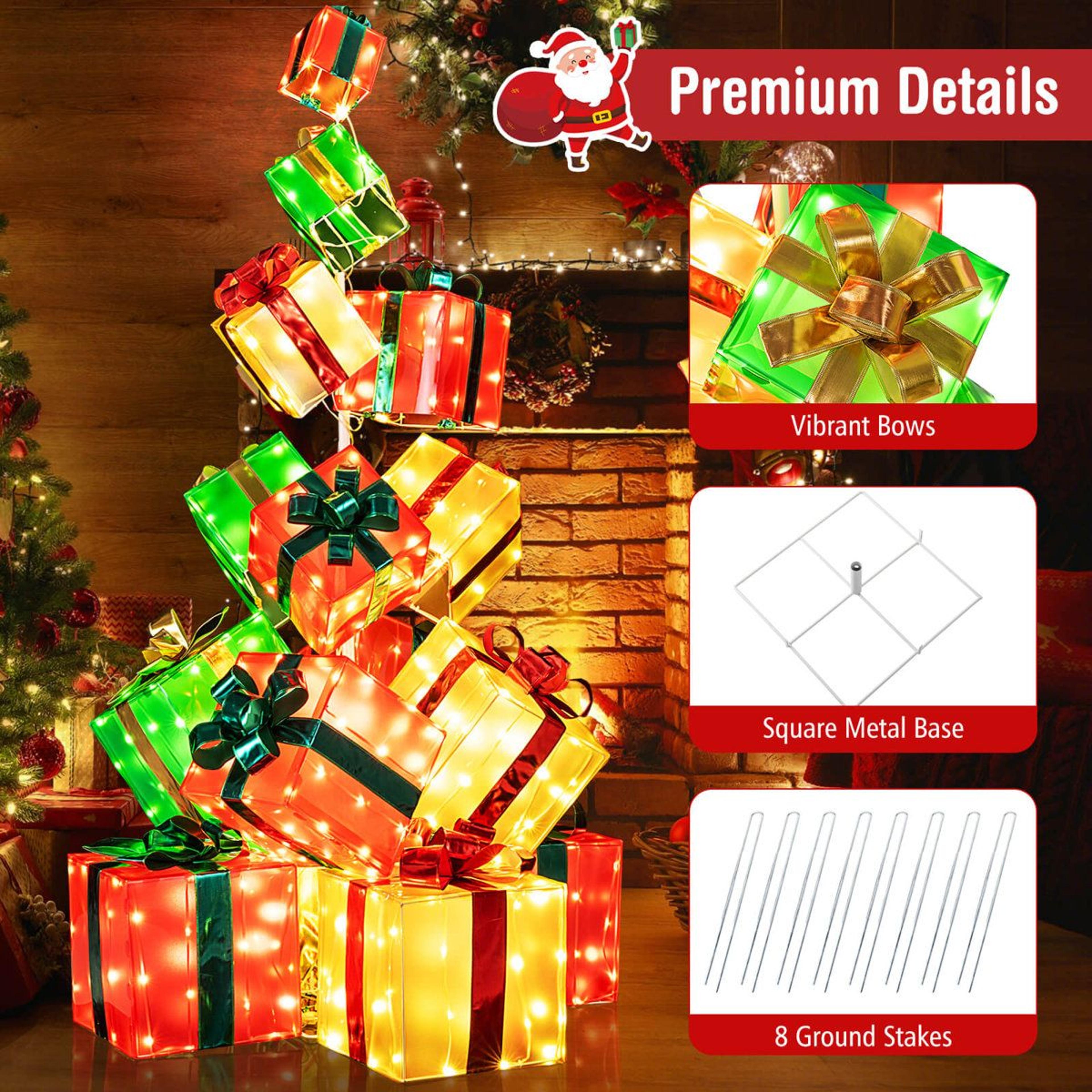 56 FT PreLit Christmas Gift Box Tower With 483 Warm White LED Lights 4