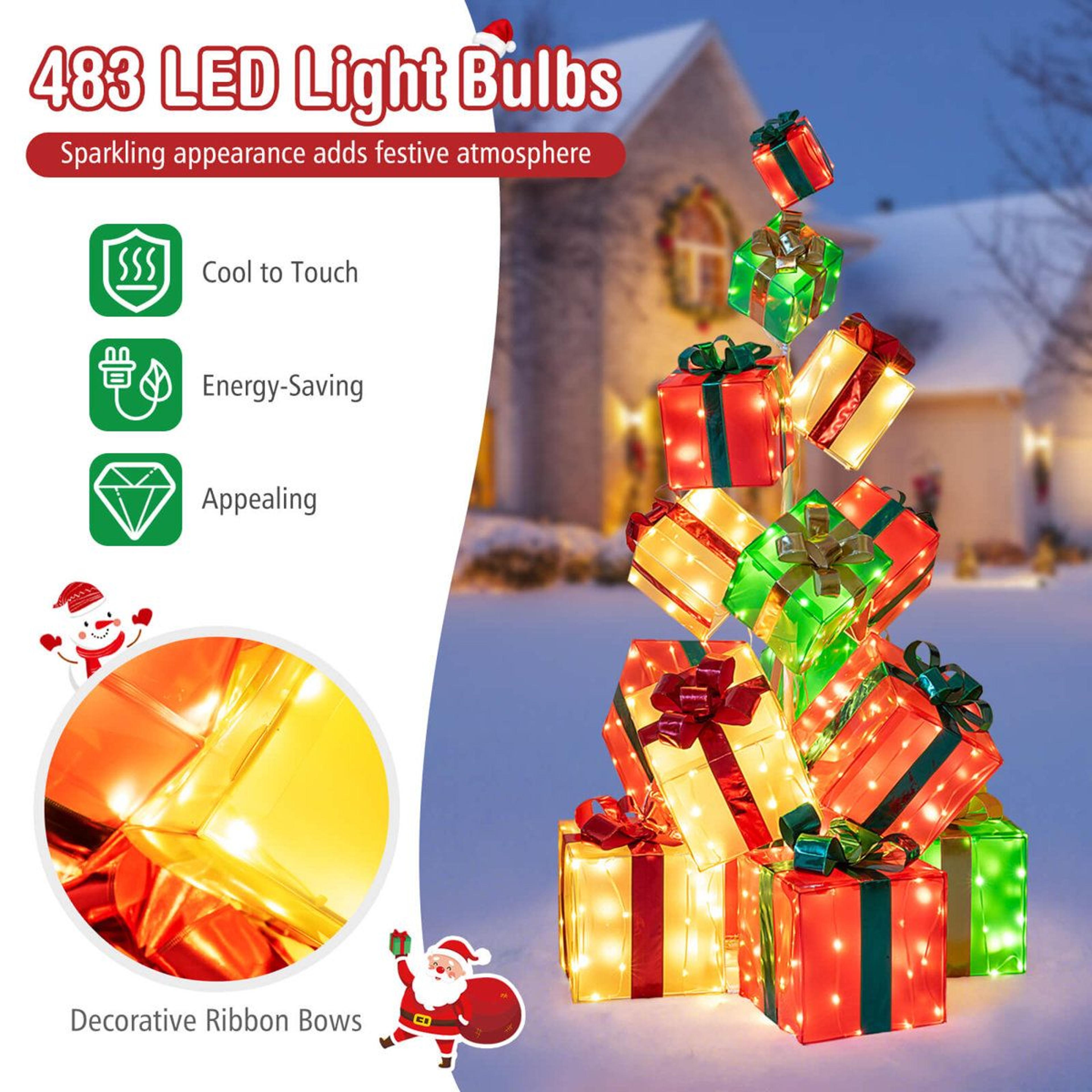 56 FT PreLit Christmas Gift Box Tower With 483 Warm White LED Lights 8