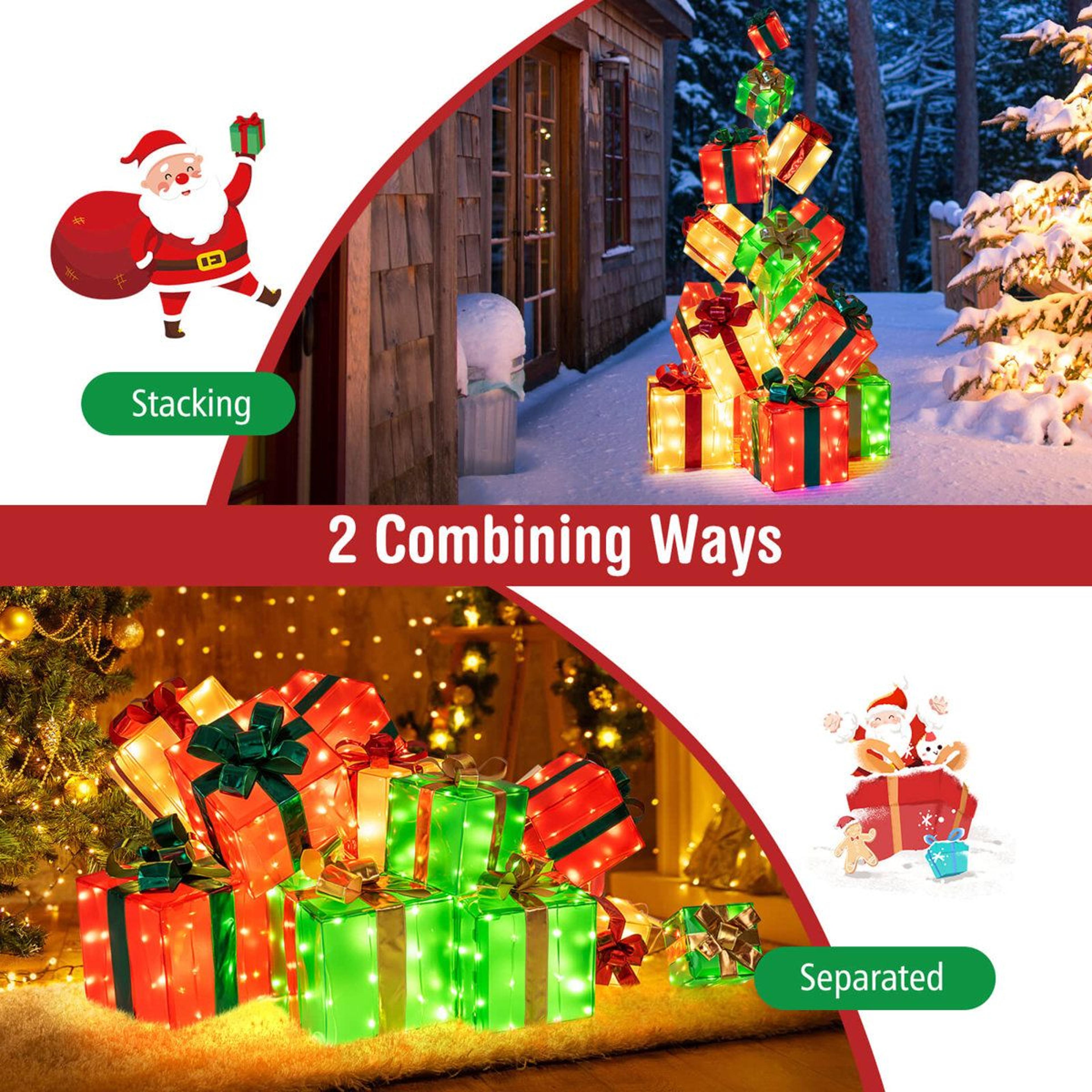 56 FT PreLit Christmas Gift Box Tower With 483 Warm White LED Lights 5