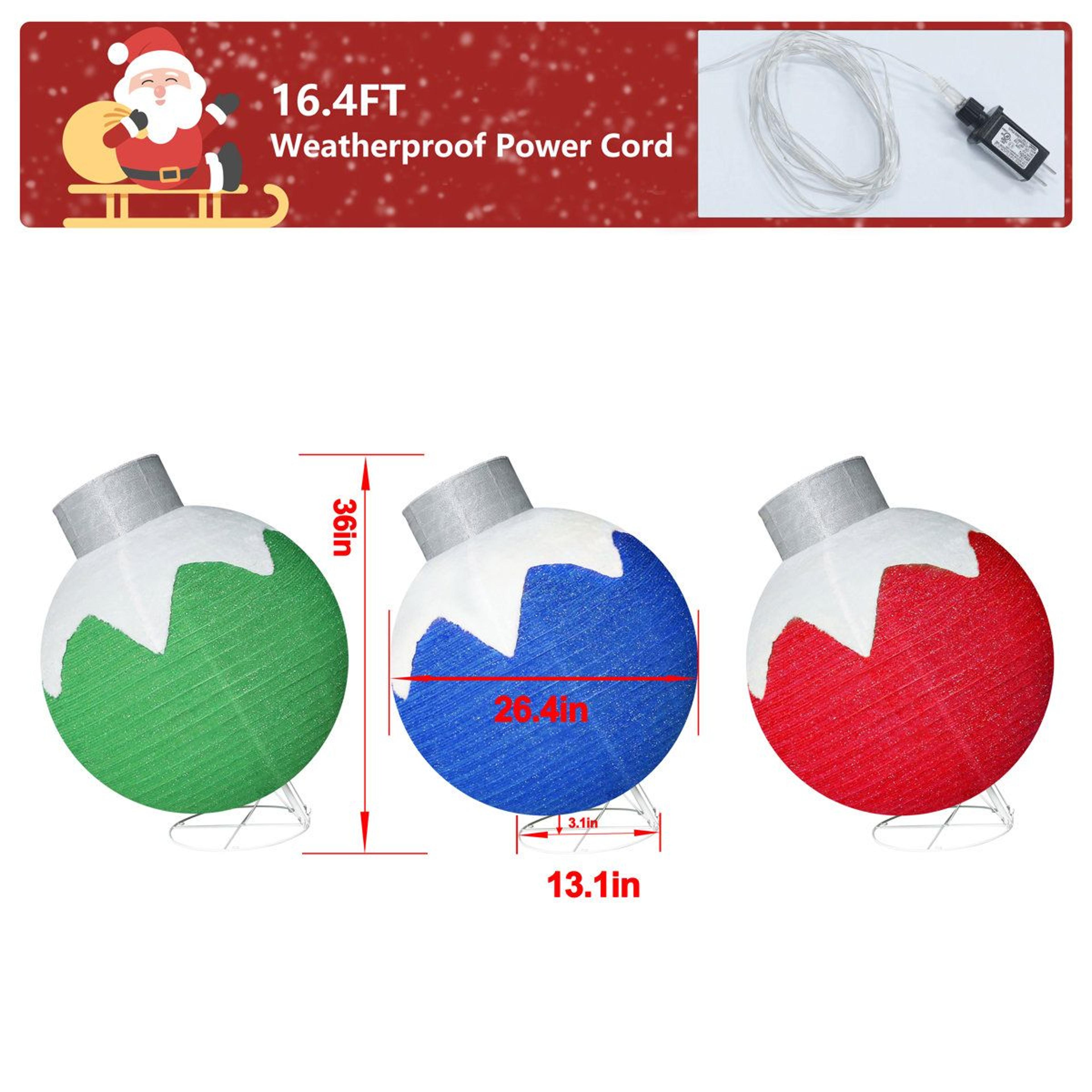 3Piece Lighted Christmas Ornament Outdoor Decorations With Warm White LED Lights 2