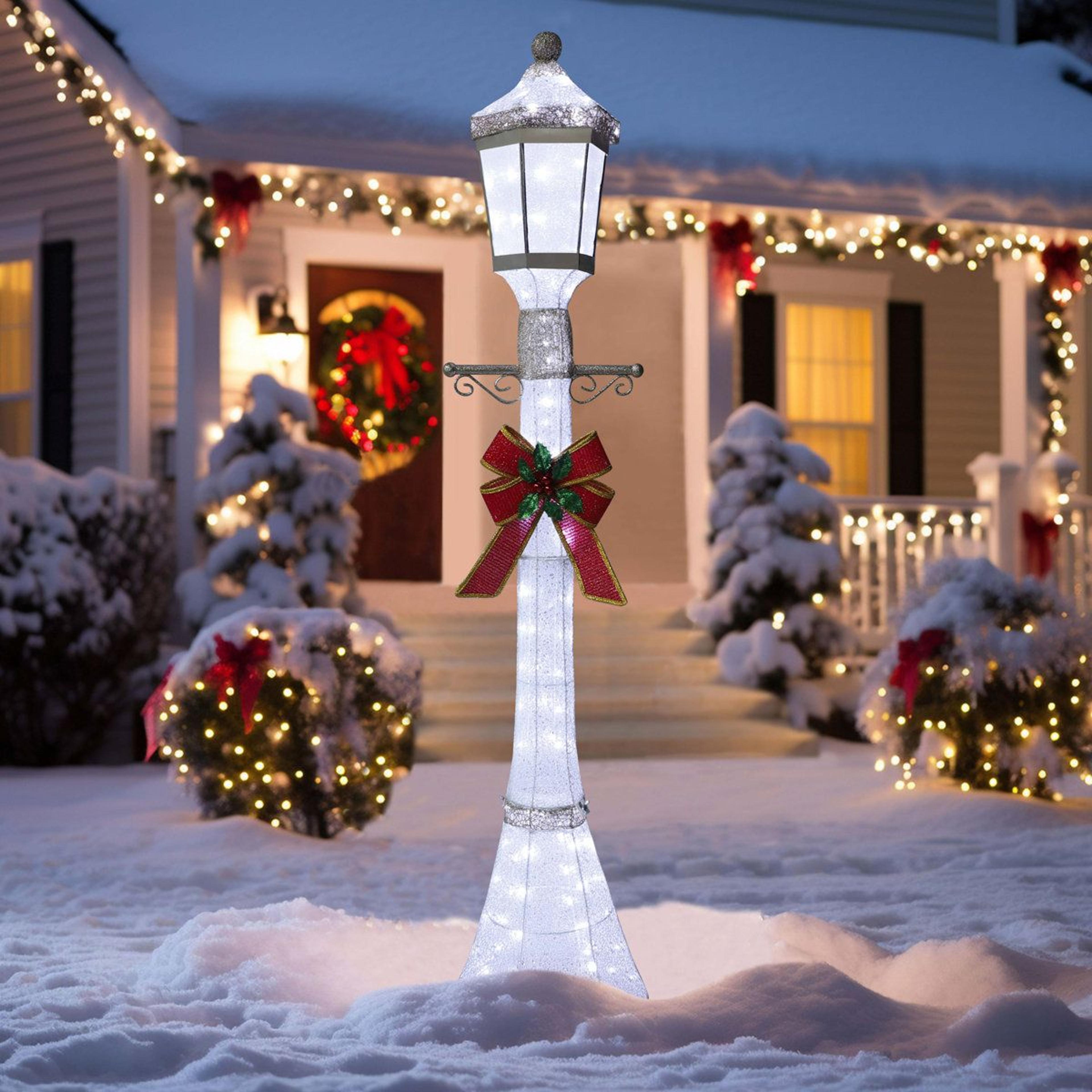 6 ft led lighted outdoor christmas lamppost with removable red bow