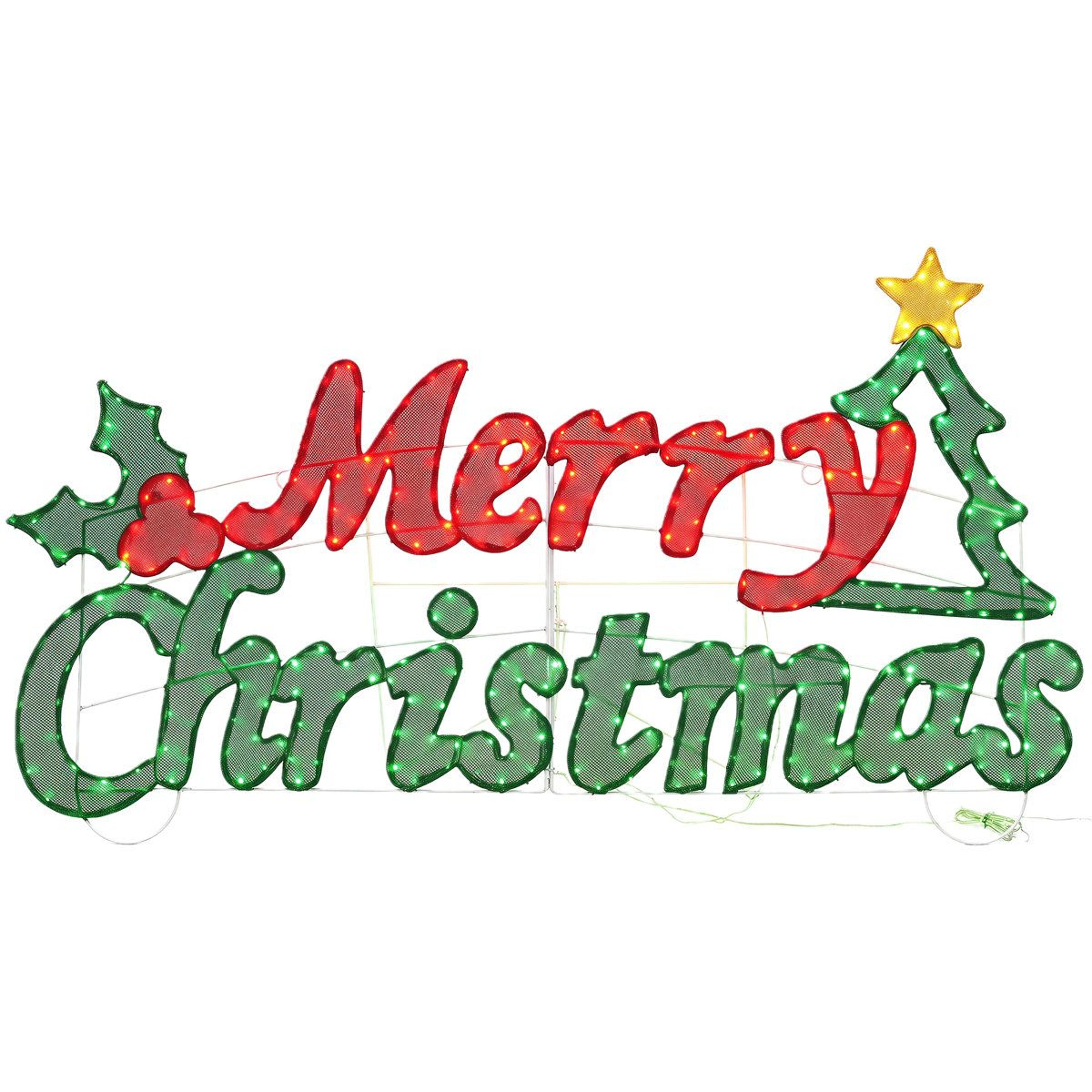 72-inch lighted merry christmas sign with warm white led lights and 2-way display