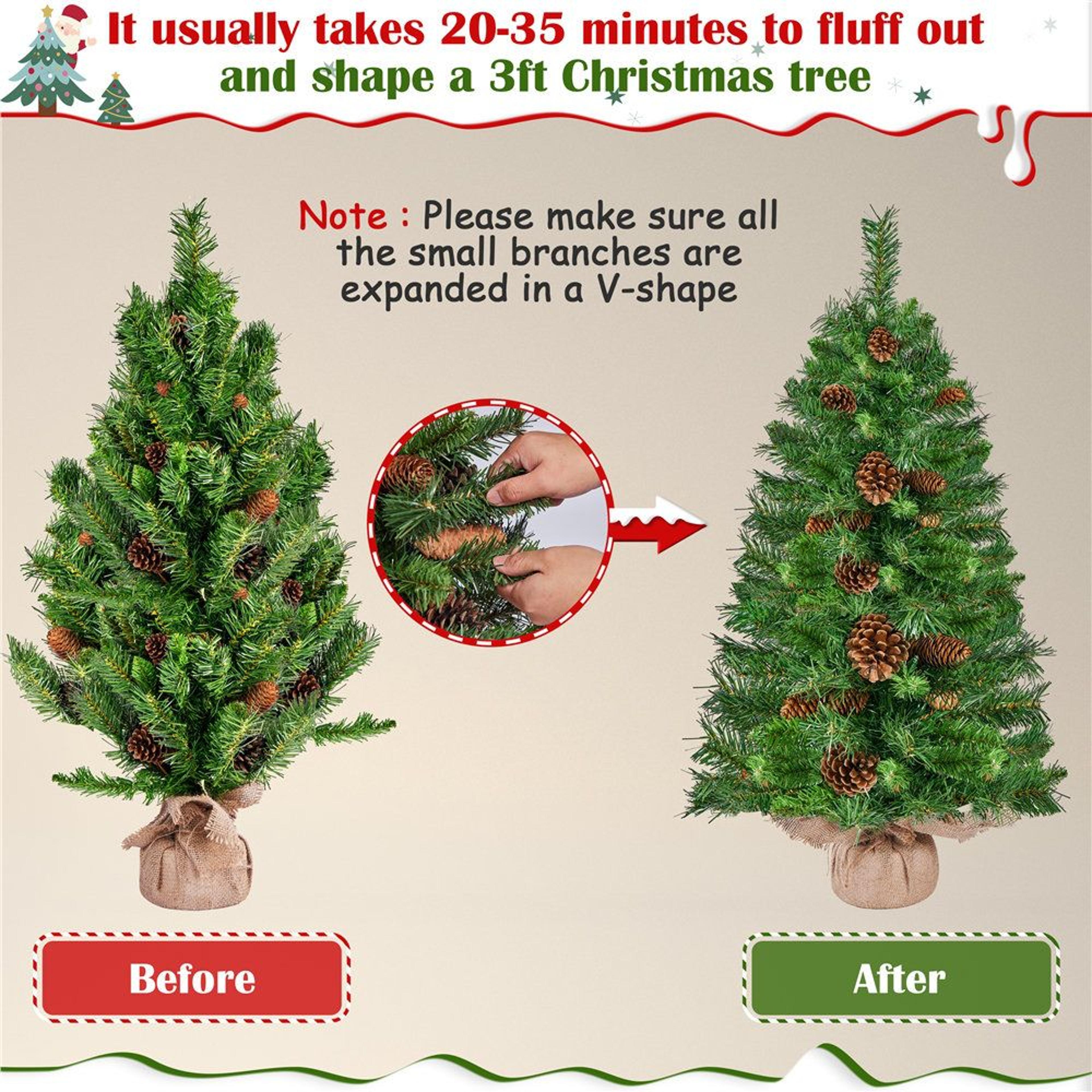 Mini Artificial Christmas Trees With Pinecones And BatteryPowered LED Lights Set Of 2 5