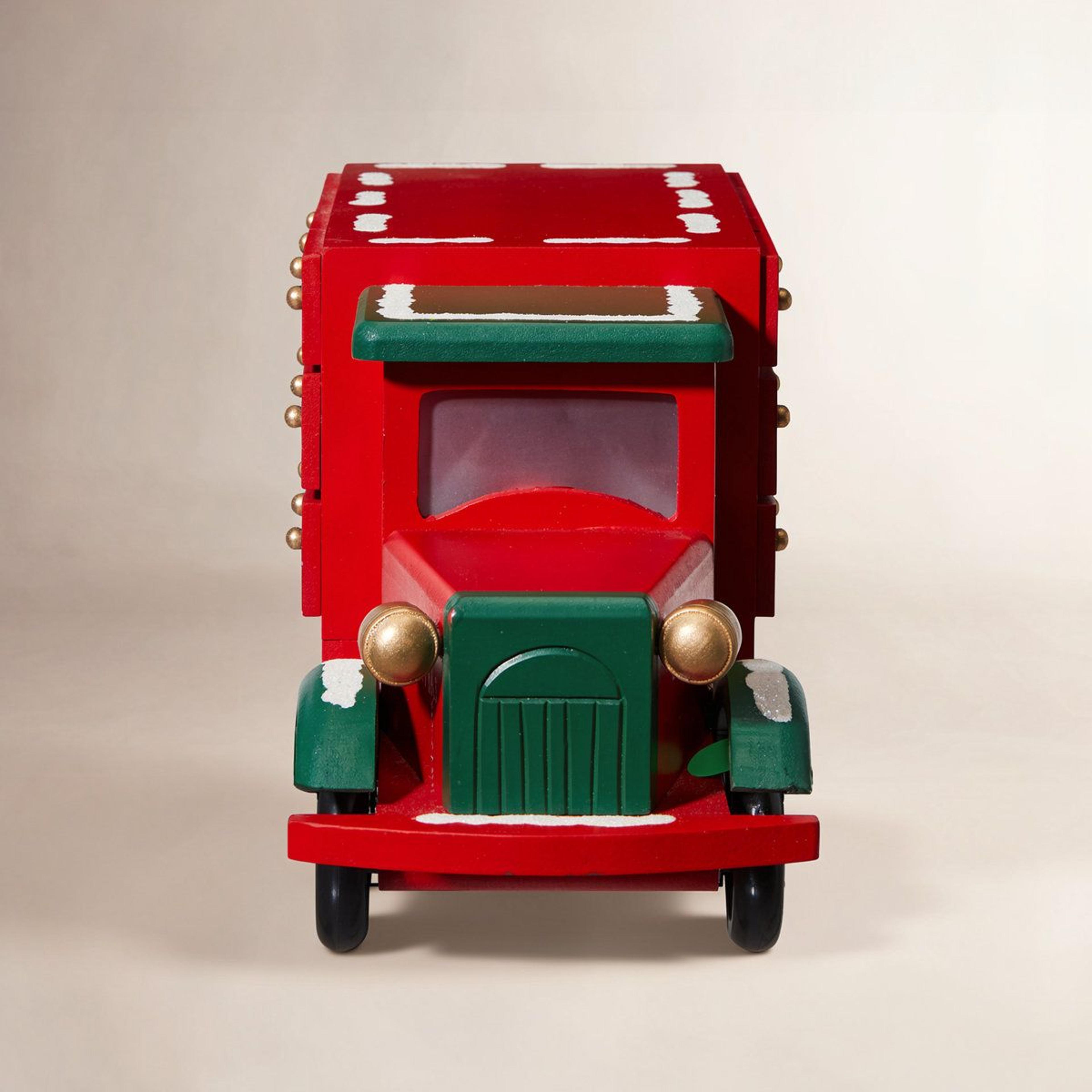 Wooden Christmas Truck Advent Calendar With LED Lights And Countdown Drawers 4