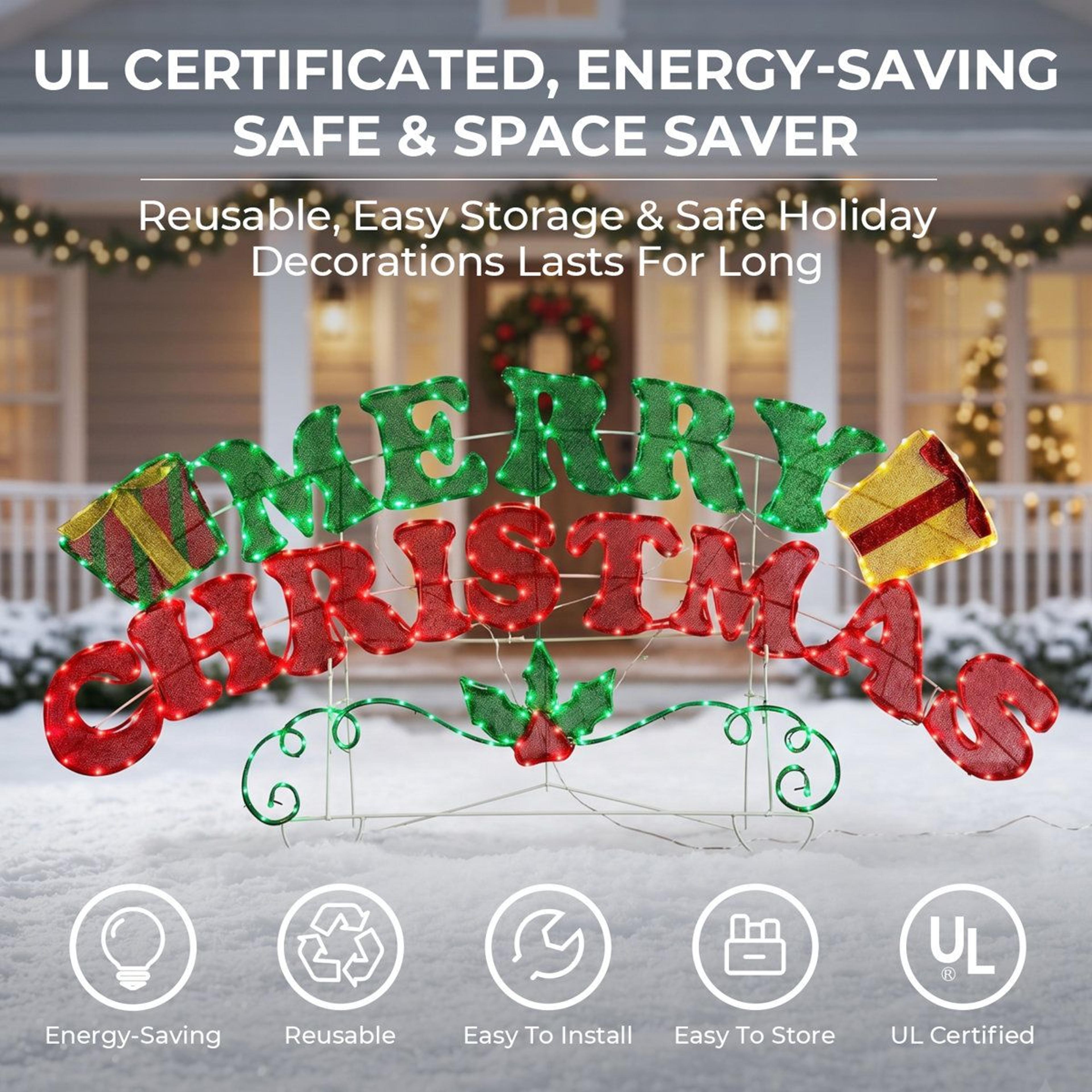 5 Ft Lighted Merry Christmas Sign With 352 LED Lights And 8 Lighting Modes 11