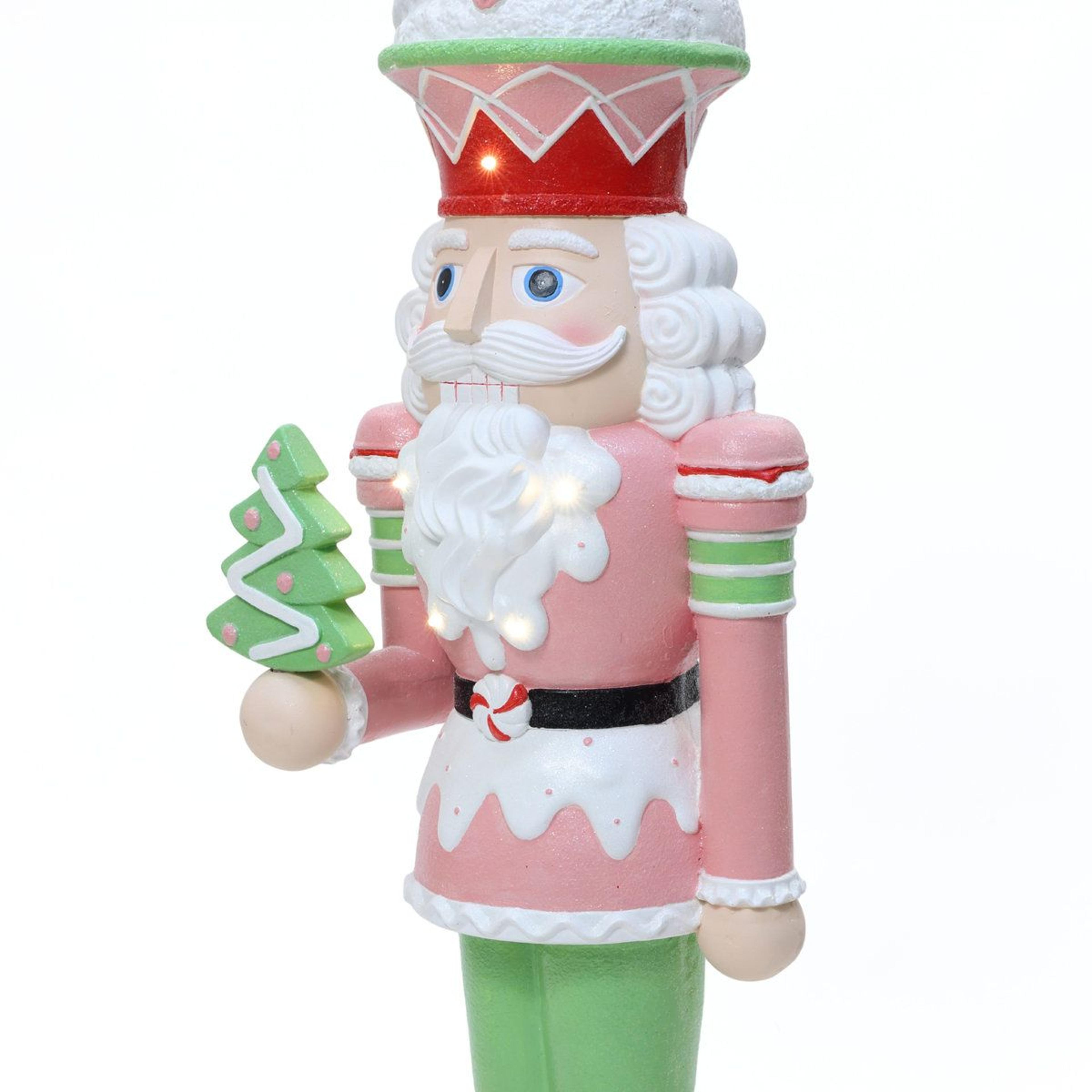 Lighted Pink Christmas Nutcracker Soldier With Candy Theme And Battery Timer 11