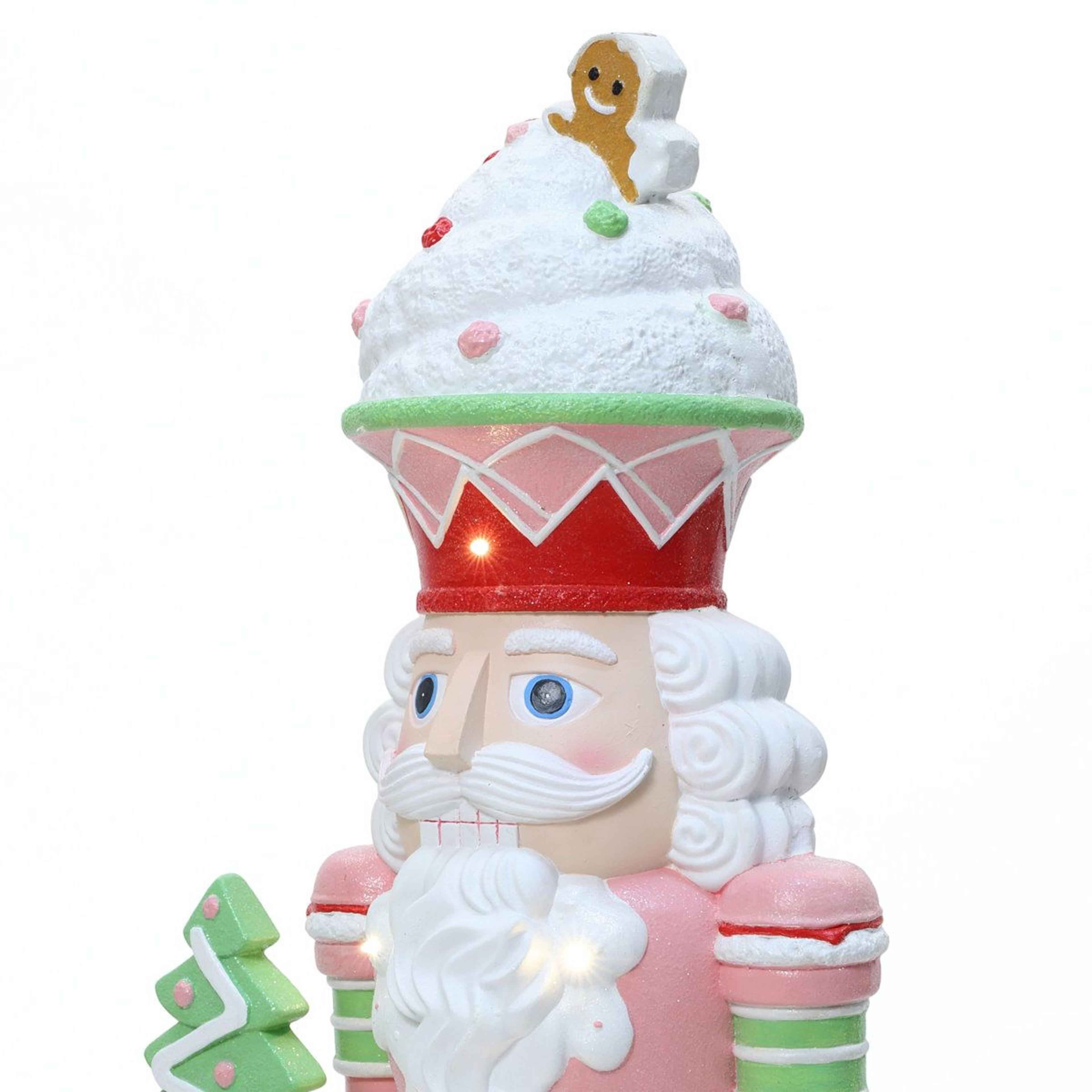 Lighted Pink Christmas Nutcracker Soldier With Candy Theme And Battery Timer 10