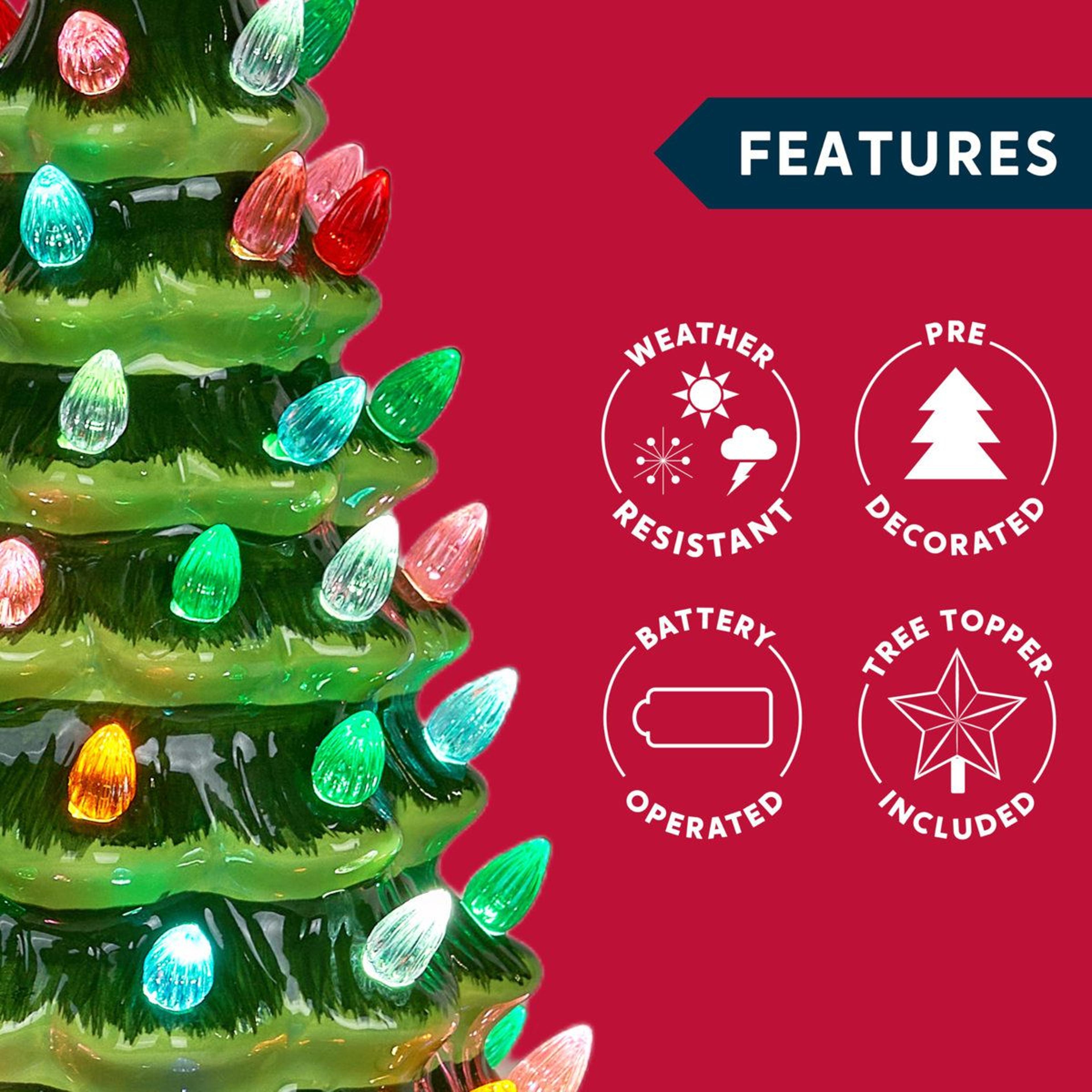 Prelit Ceramic Tabletop Christmas Tree With 70 Multicolor Lights 4