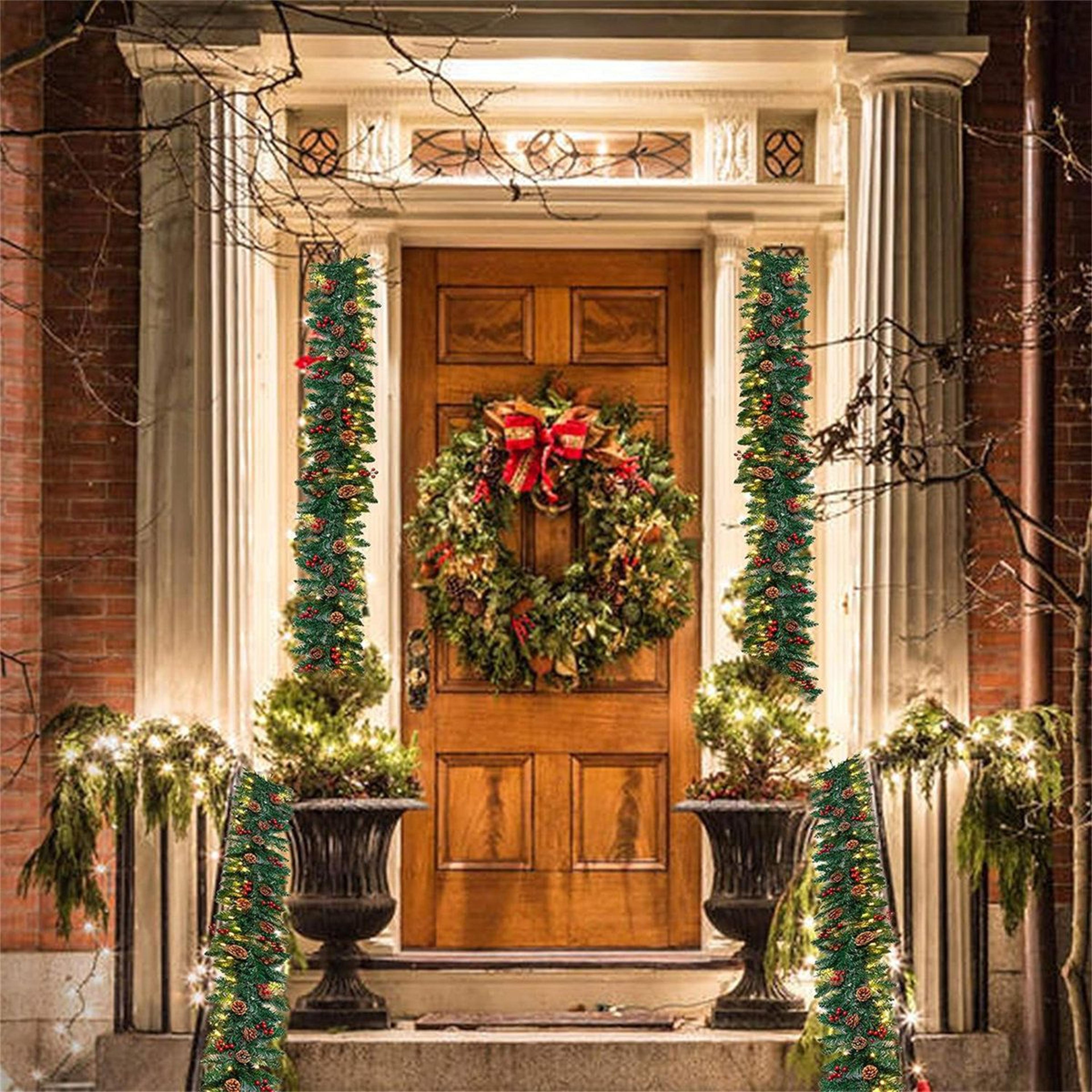 9 Ft PreLit Artificial Christmas Garland With 100 LED Lights Pine Cones And Red Berries 1