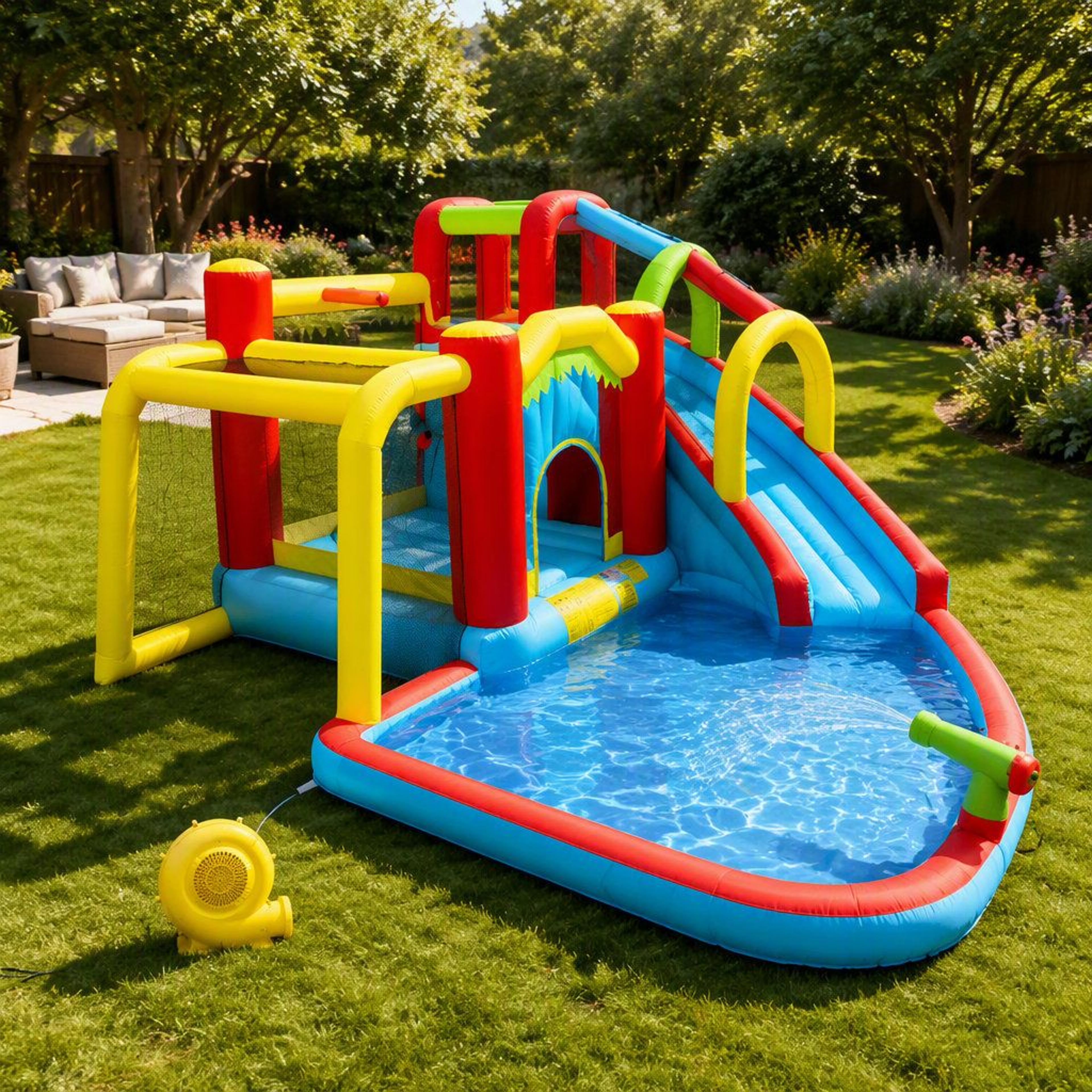 7in1 Inflatable Water Slide Bounce House With Splash Pool And Sports Games 9