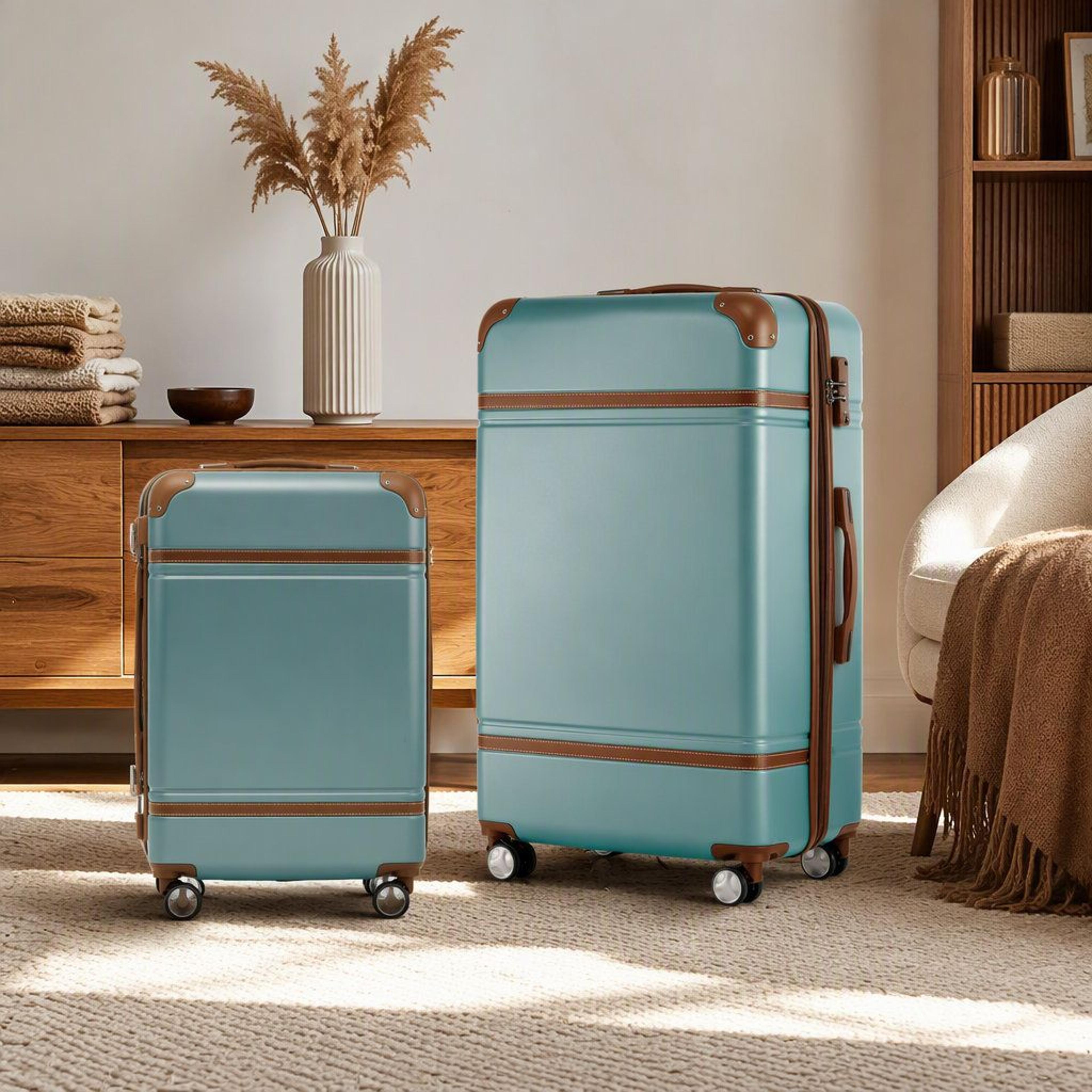 3Piece Hardshell Luggage Set With Spinner Suitcases TSA Lock And Cosmetic Case  Green 7