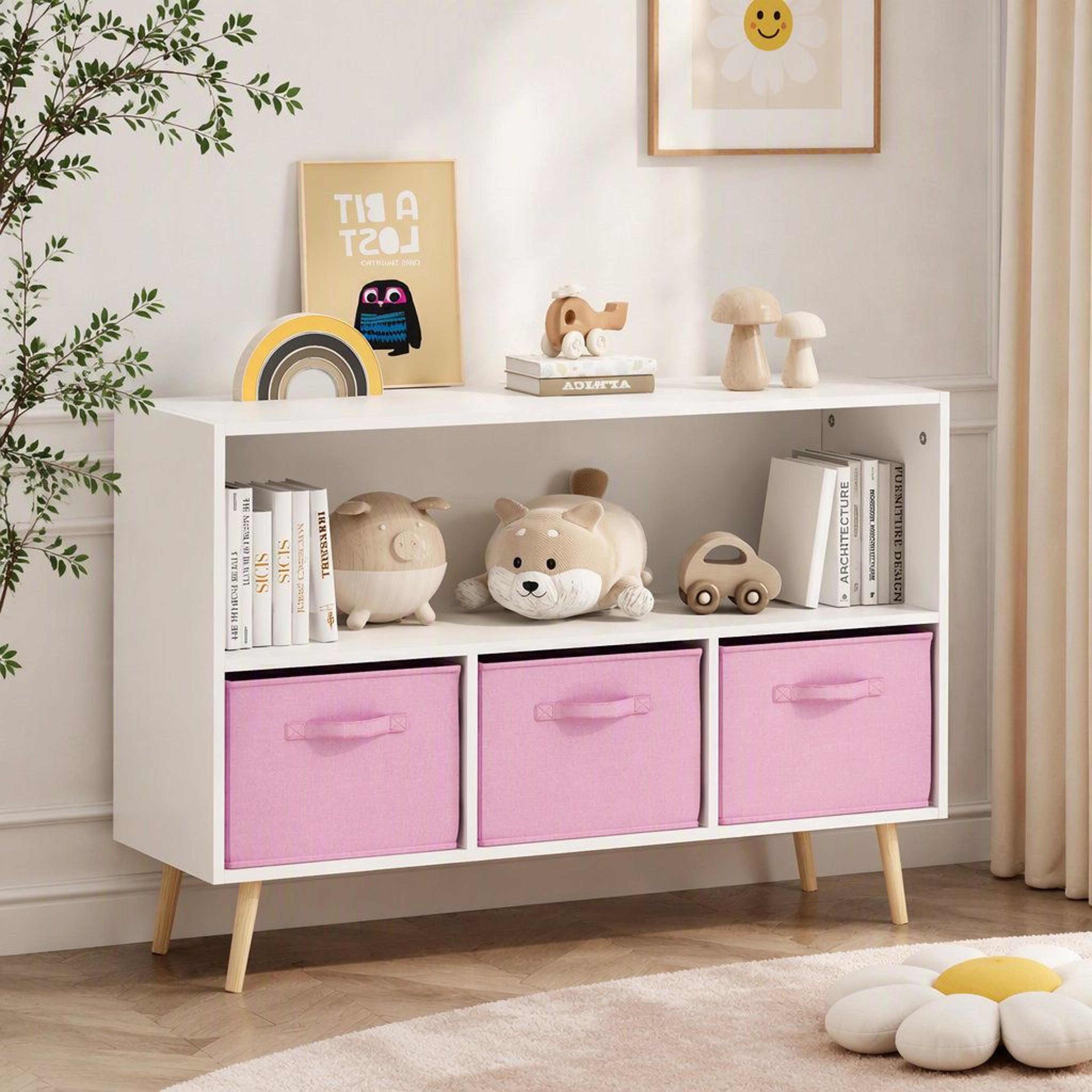 Modern Wooden Sideboard Storage Cabinet With 3 Drawers And Shelves 4