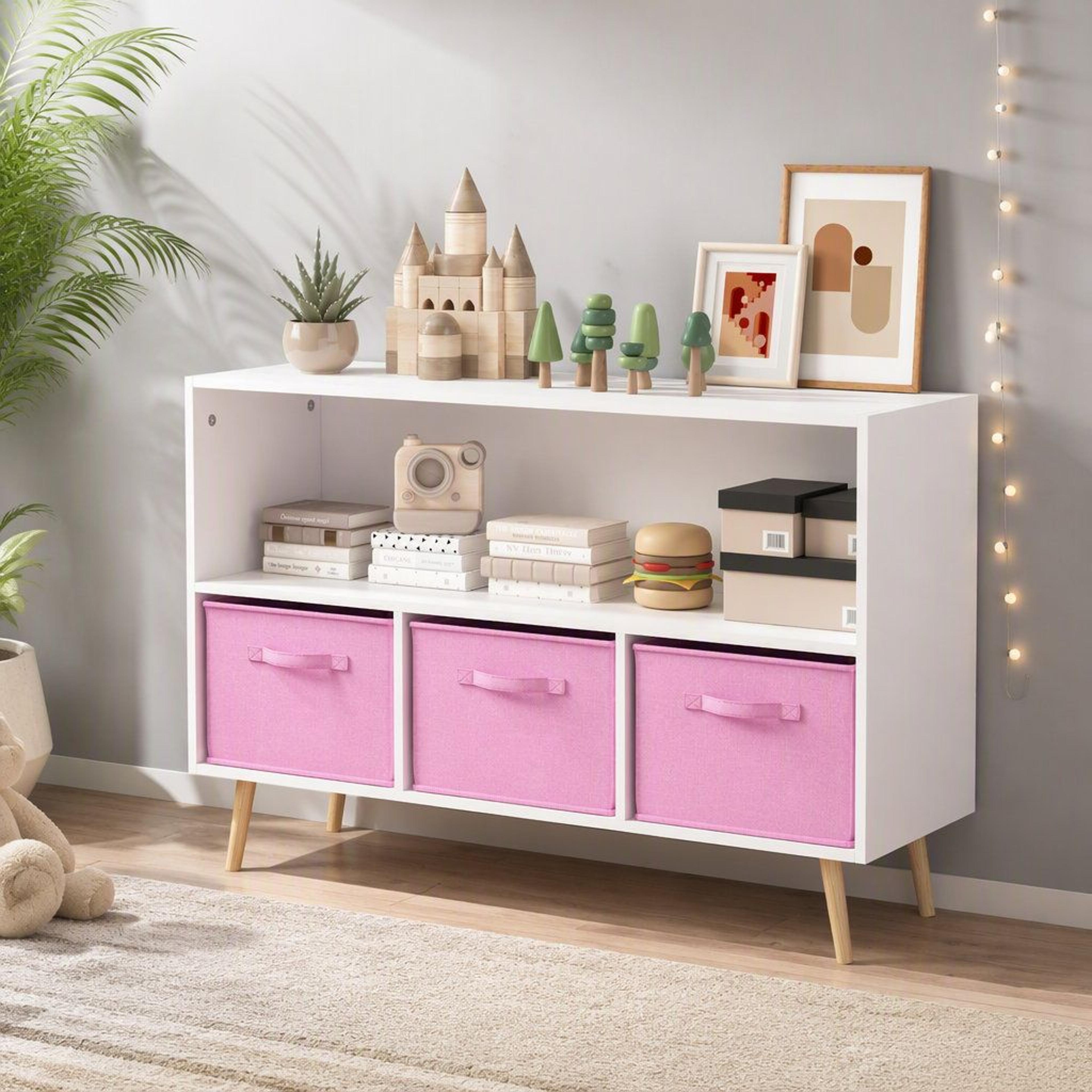 Modern Wooden Sideboard Storage Cabinet With 3 Drawers And Shelves 3