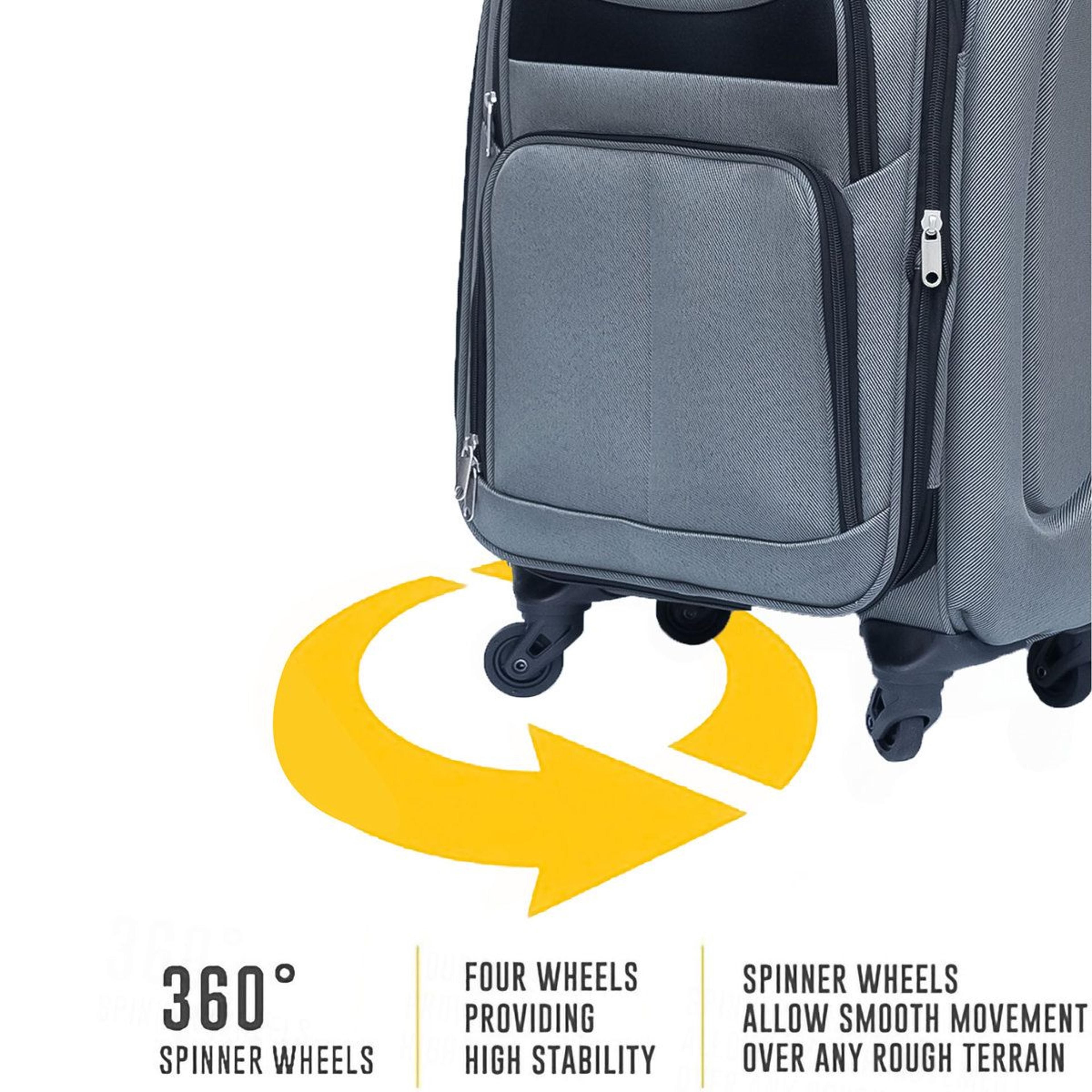 Gray TwoPiece Rolling Suitcase Set With Universal Wheels And Storage 12