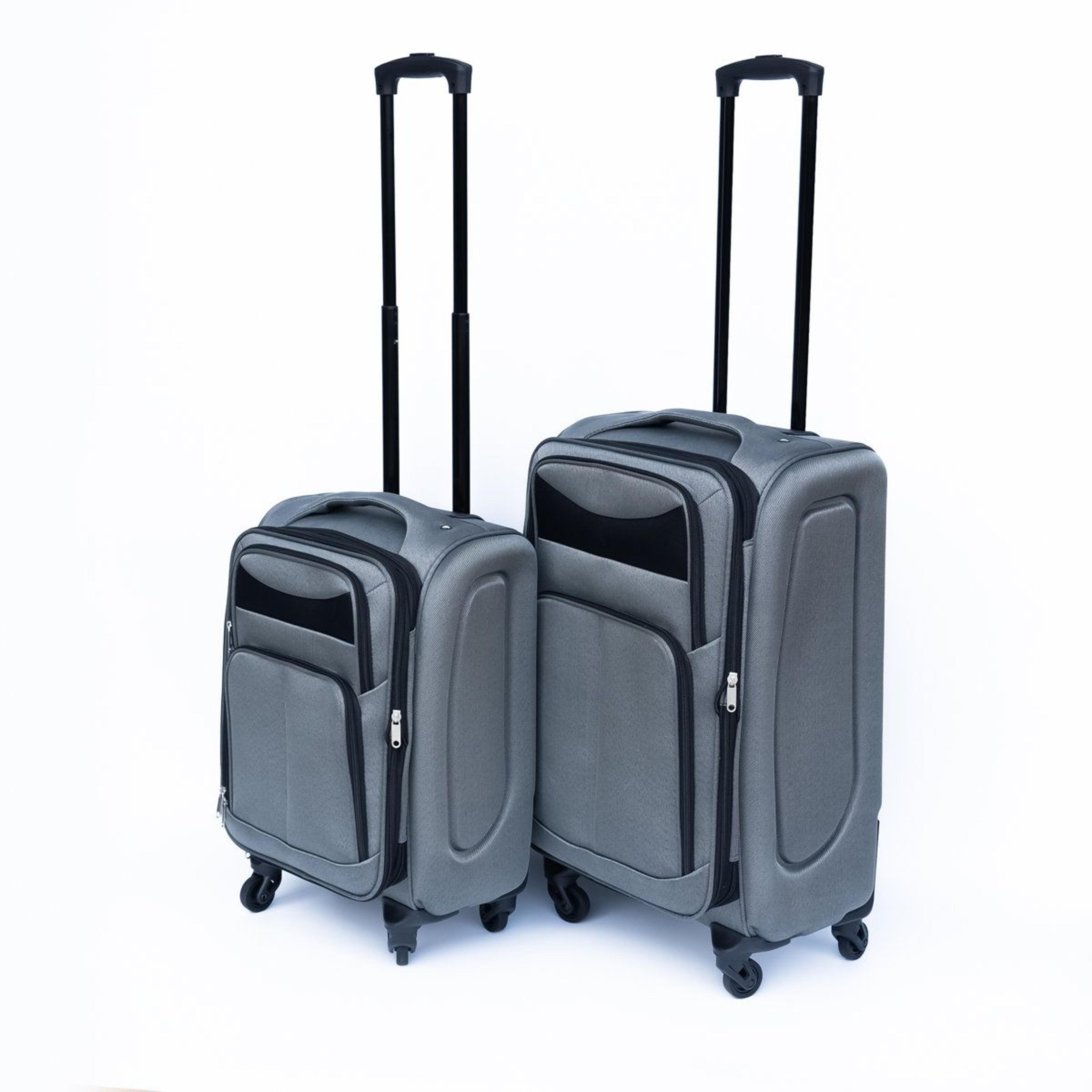 Gray TwoPiece Rolling Suitcase Set With Universal Wheels And Storage 7