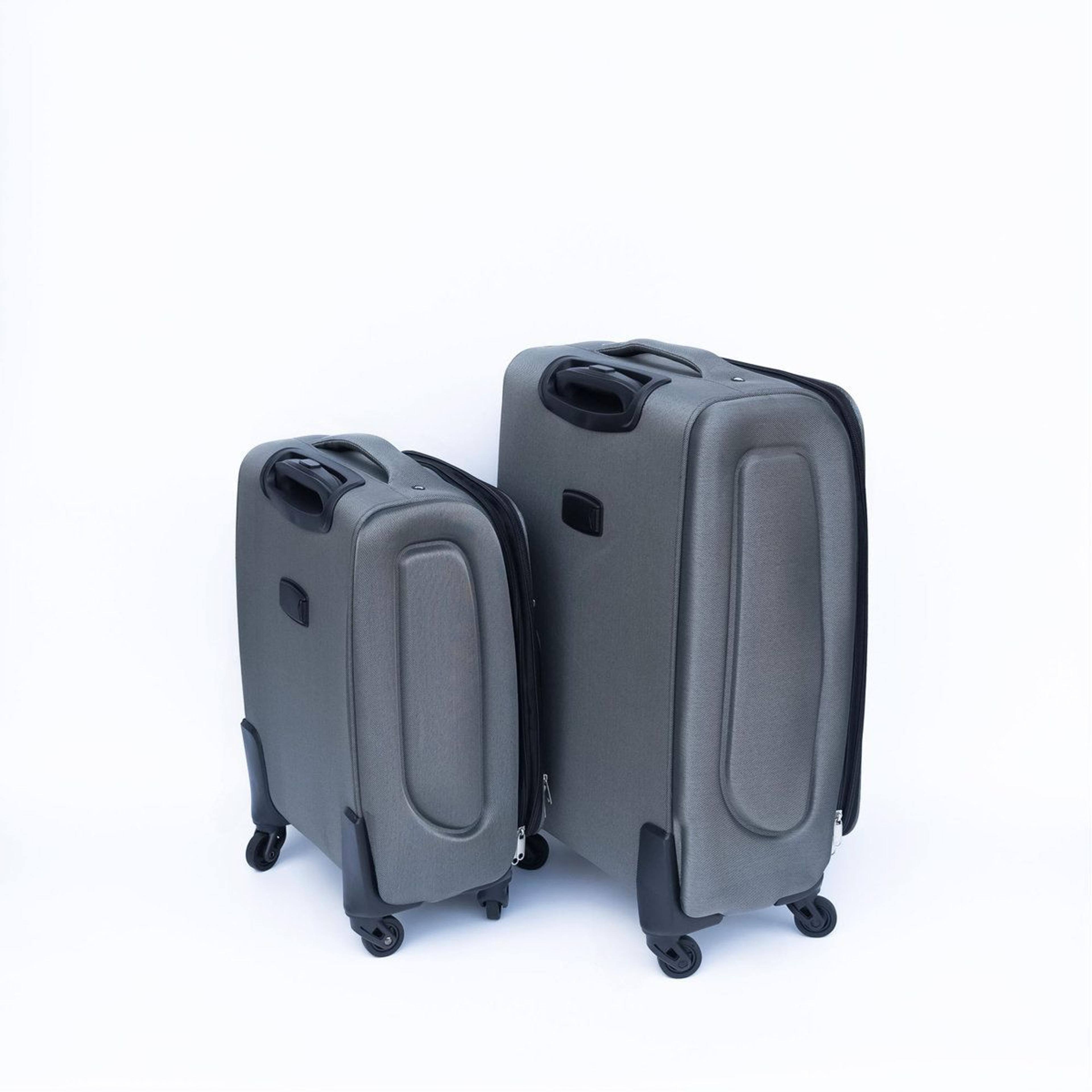 Gray TwoPiece Rolling Suitcase Set With Universal Wheels And Storage 5