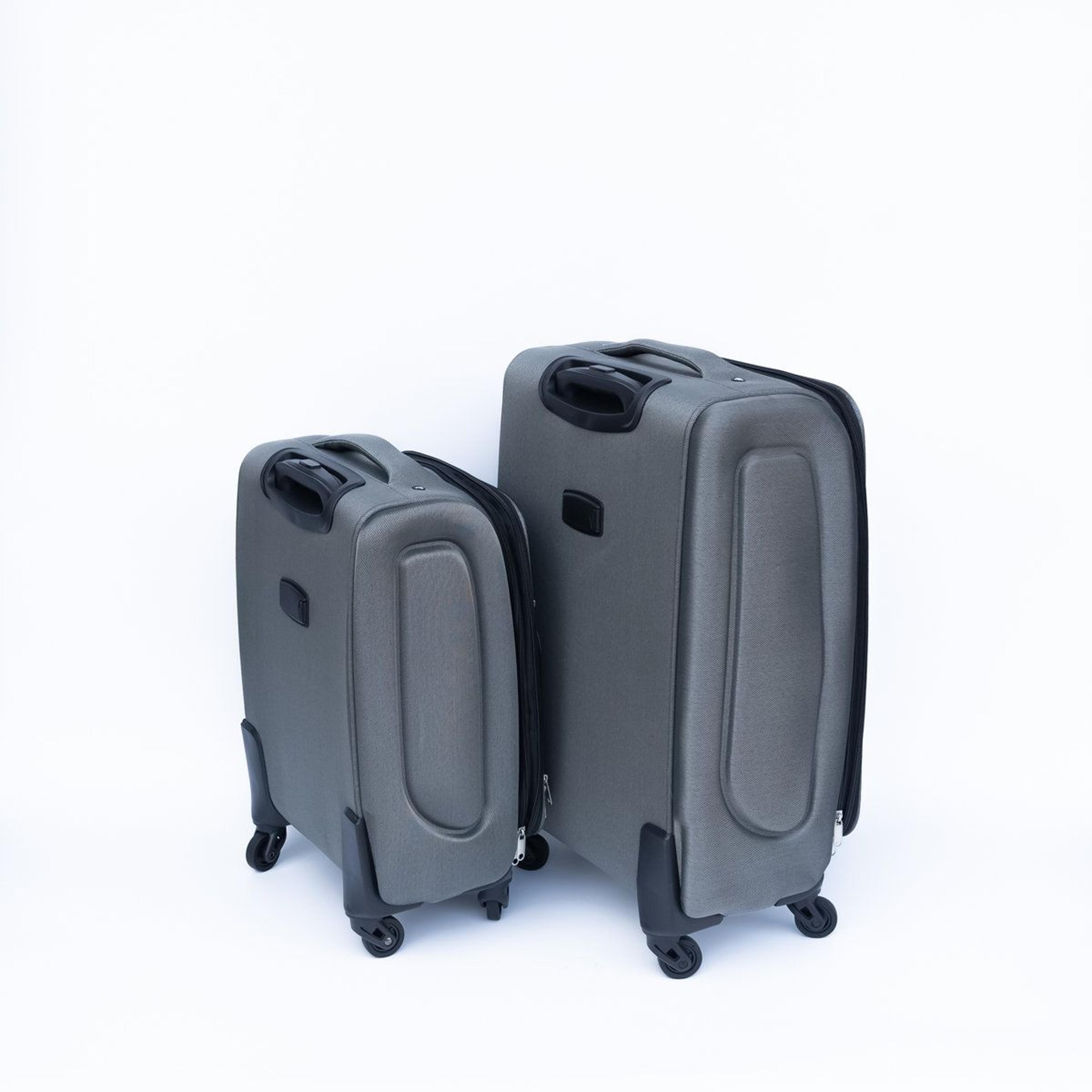 Gray TwoPiece Rolling Suitcase Set With Universal Wheels And Storage 6