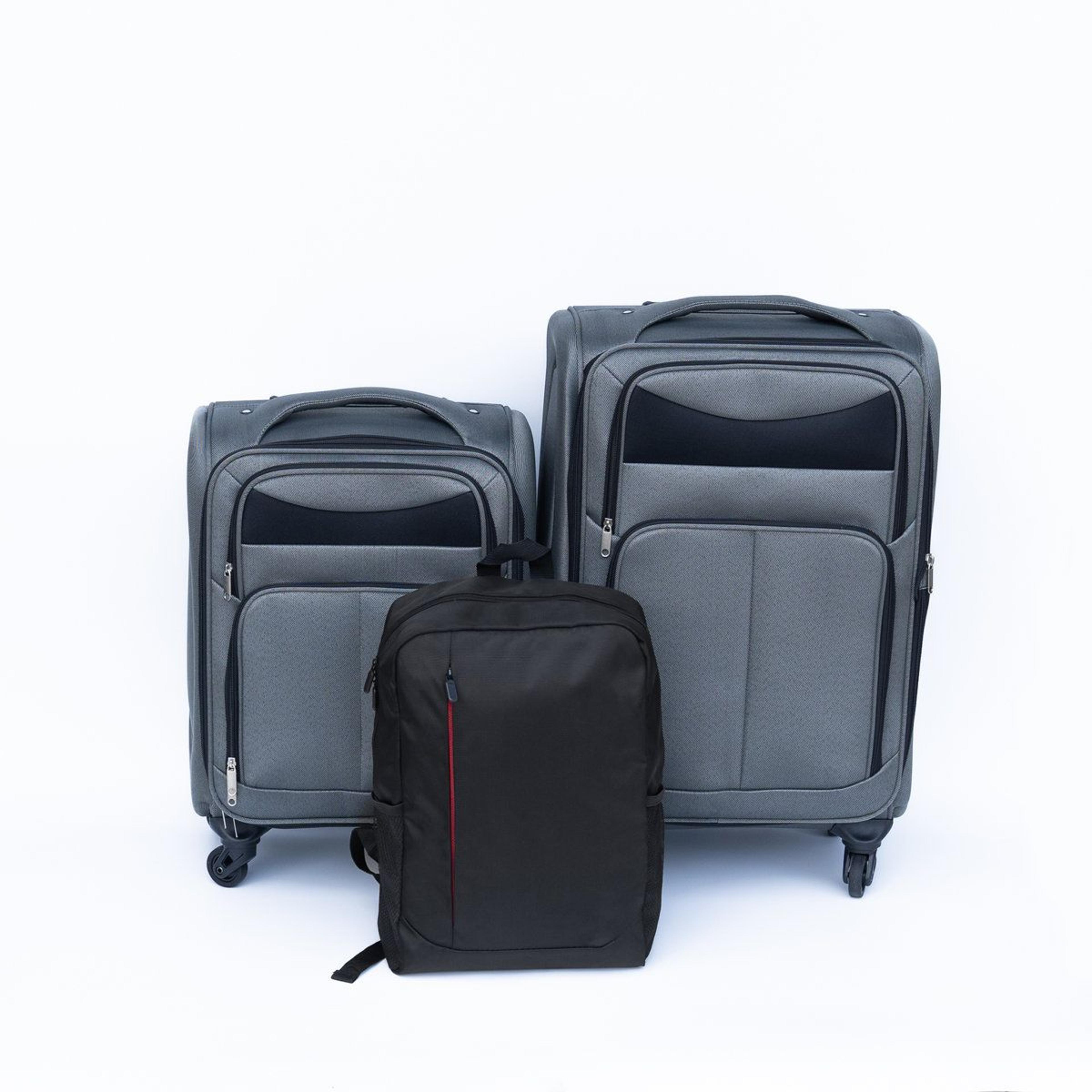 Gray TwoPiece Rolling Suitcase Set With Universal Wheels And Storage 8