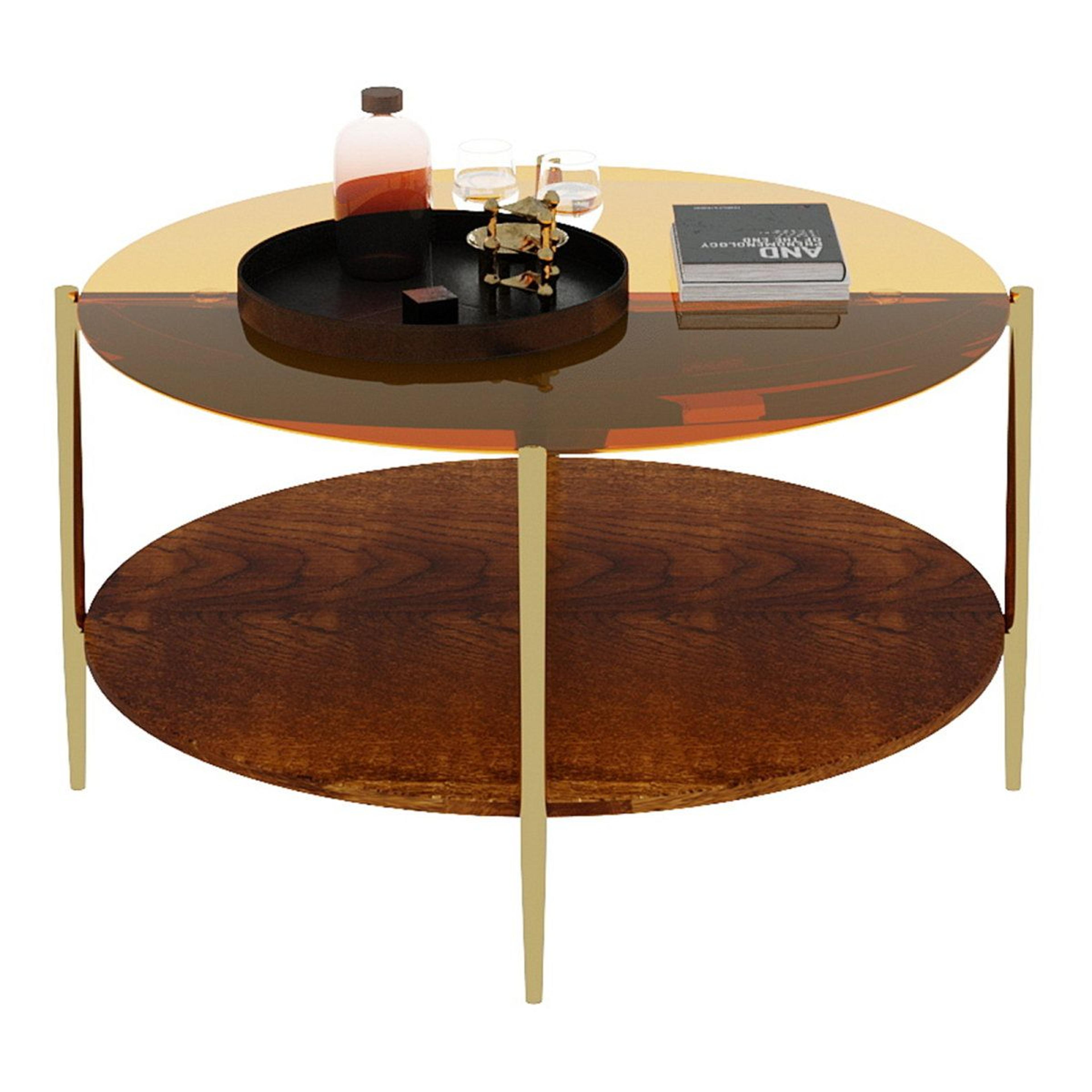 Modern Round Gold Coffee Table With MDF Top And FourLeg Base 6