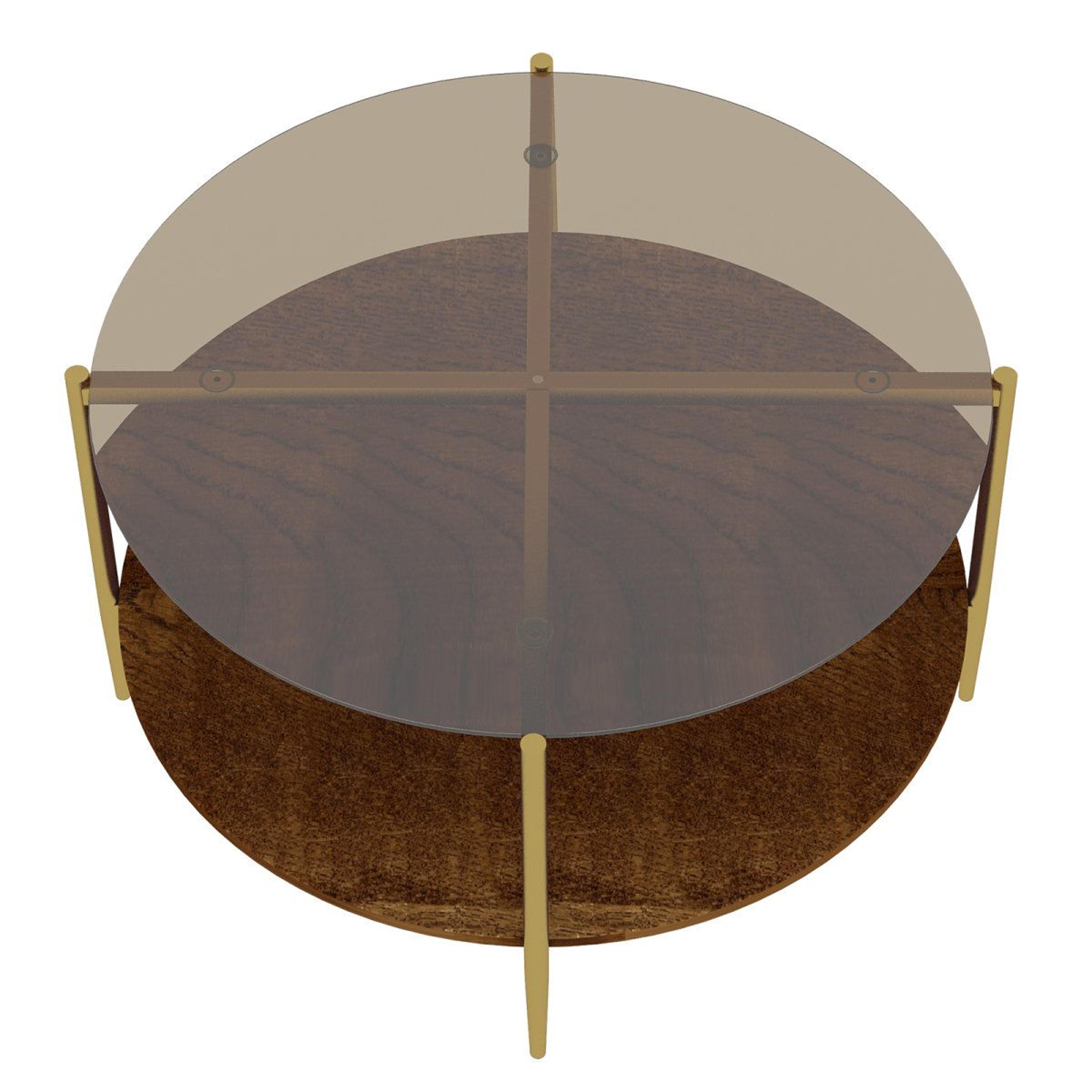 Modern Round Gold Coffee Table With MDF Top And FourLeg Base 7