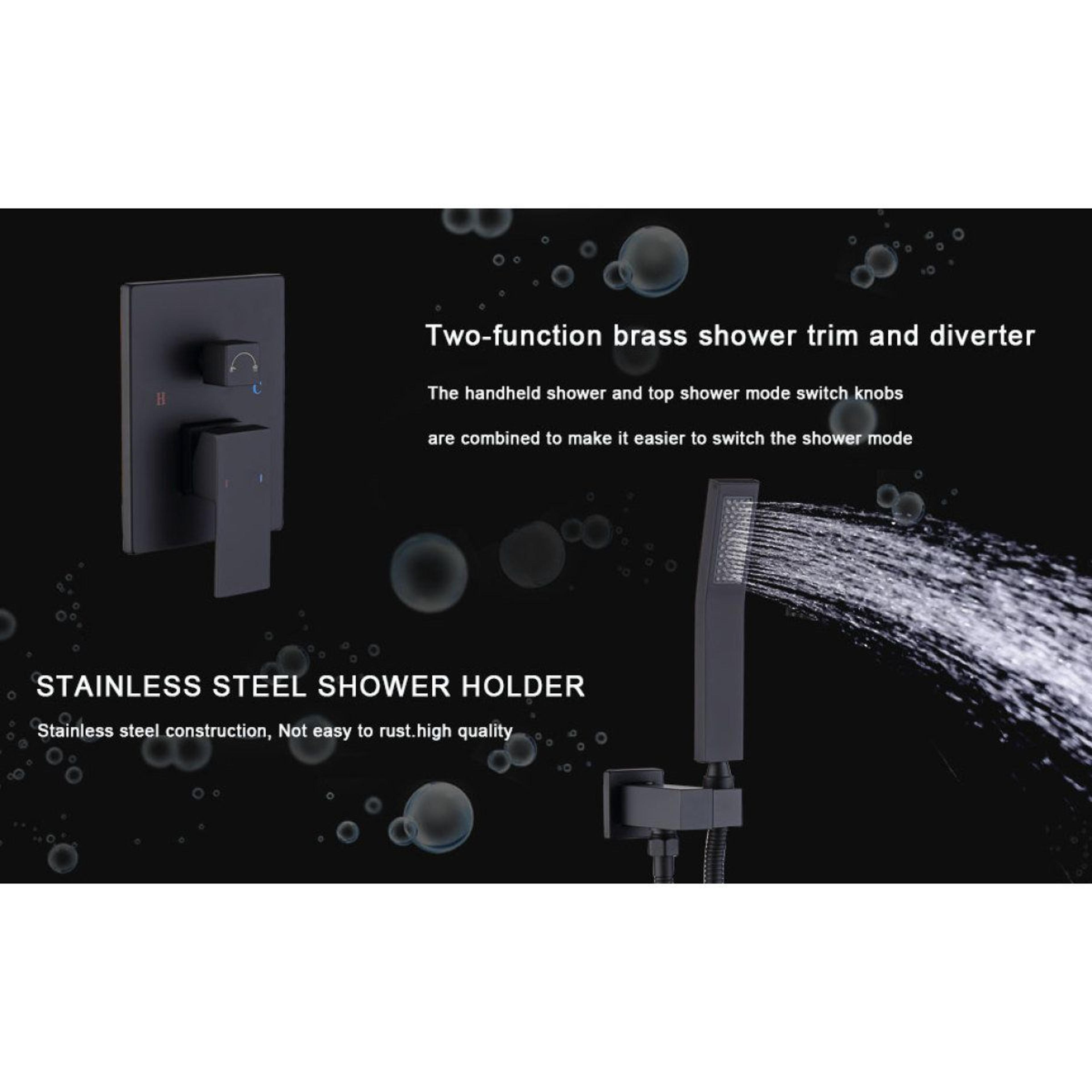 Wall Mounted Shower System With 10Inch Rainfall Shower Head And Handheld Sprayer  Matte Black 6