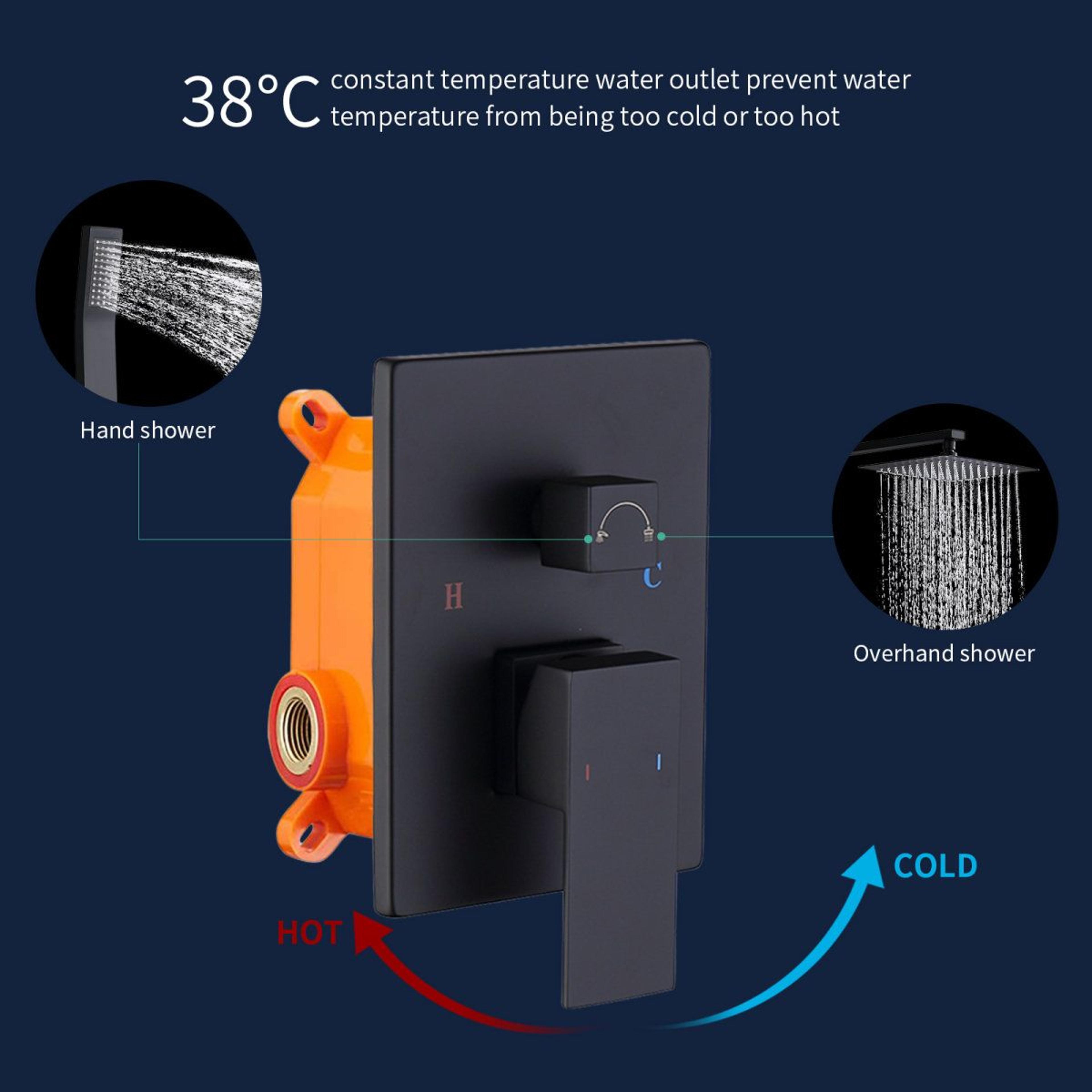 Wall Mounted Shower System With 10Inch Rainfall Shower Head And Handheld Sprayer  Matte Black 10