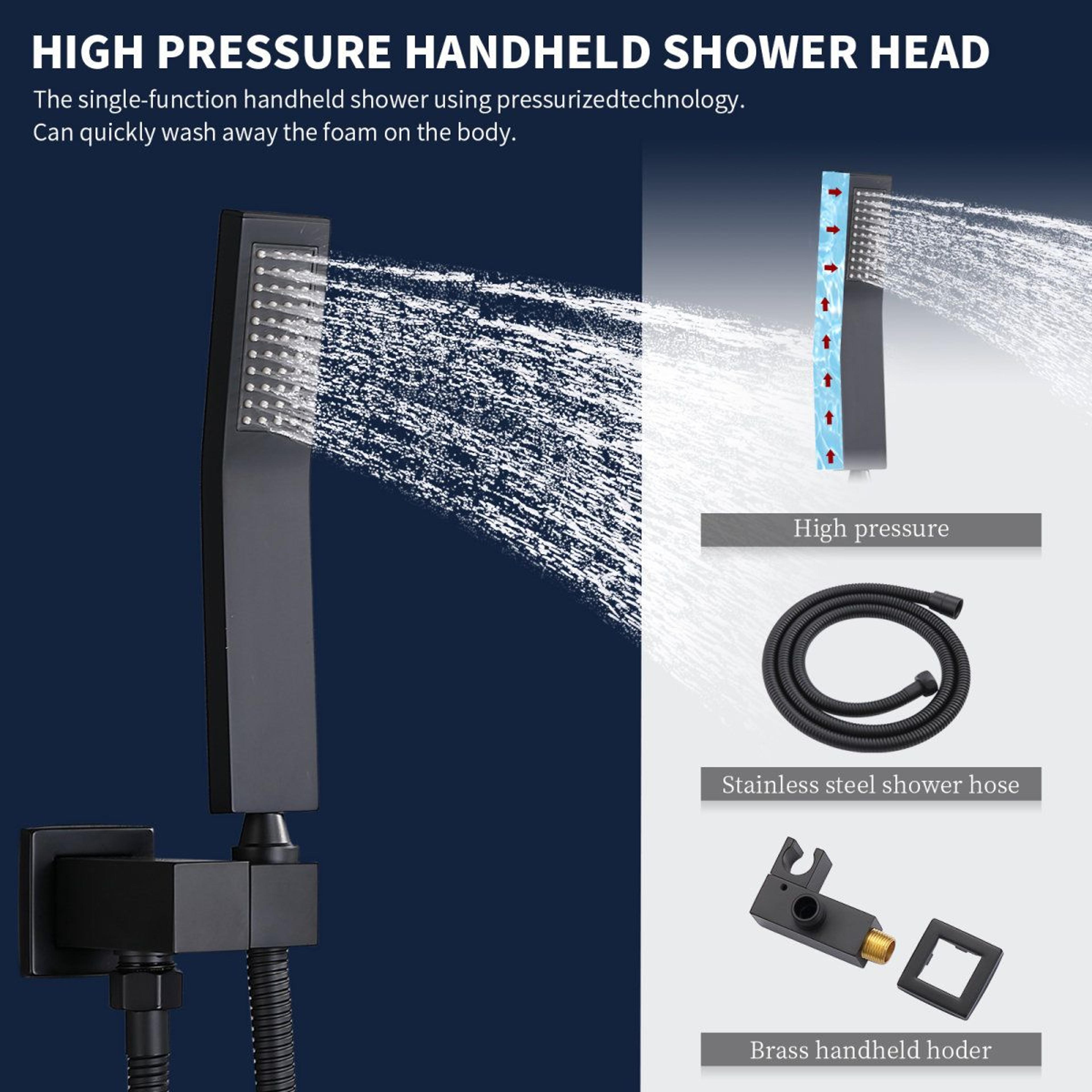 Wall Mounted Shower System With 10Inch Rainfall Shower Head And Handheld Sprayer  Matte Black 11