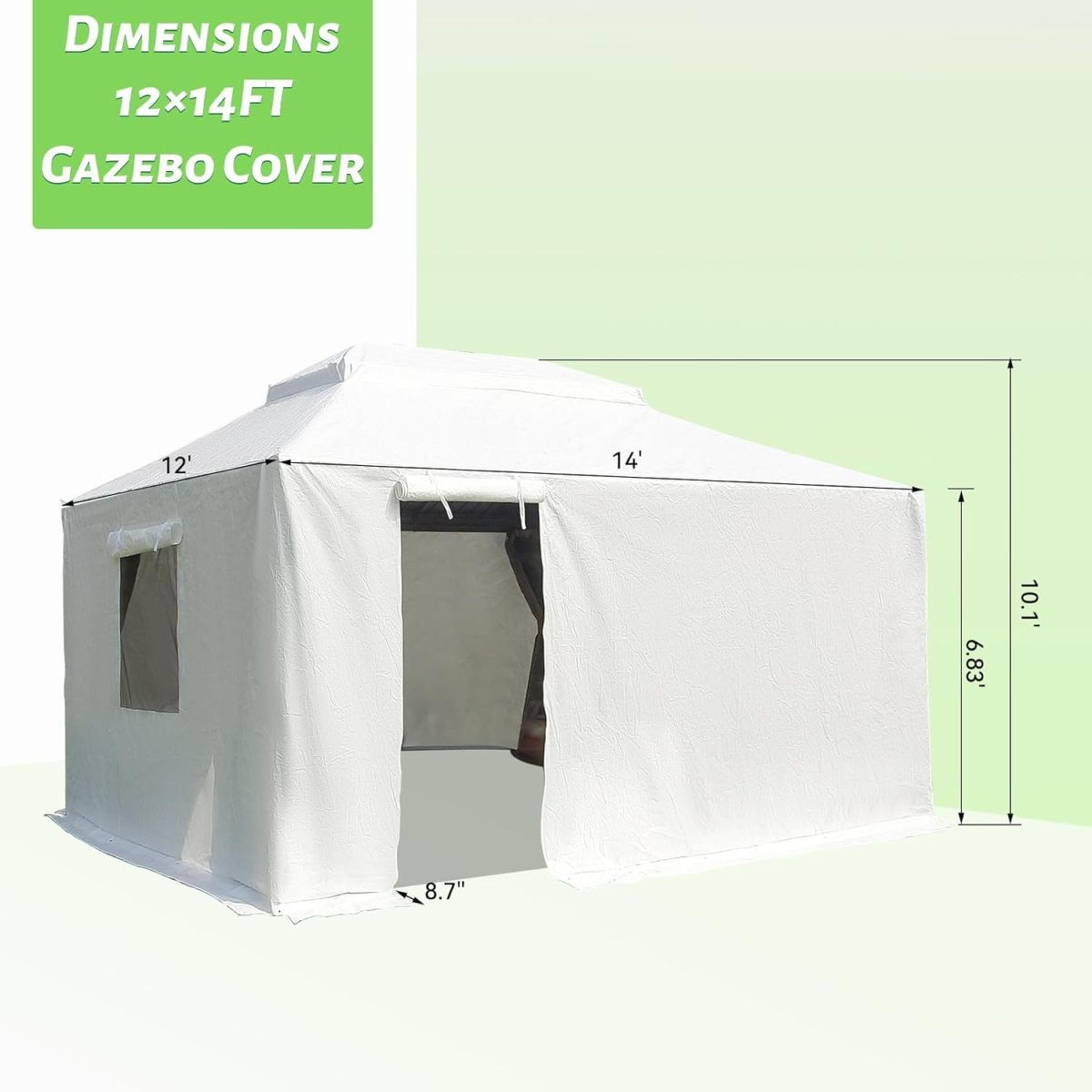 12 X 14 Waterproof Gazebo Cover With Sidewalls And Mesh Windows 1