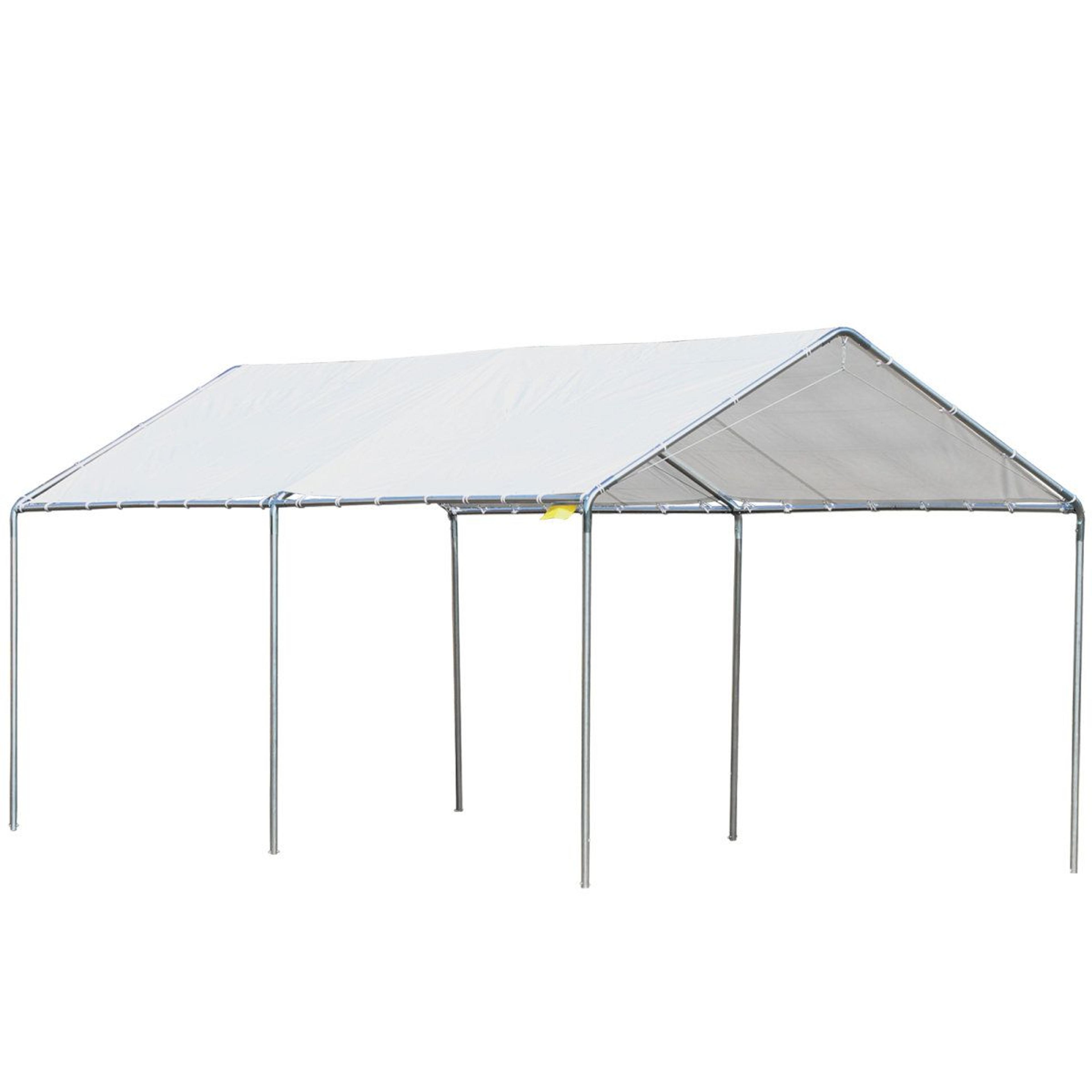 10' x 20' heavy duty steel carport canopy with galvanized frame and anchor kit