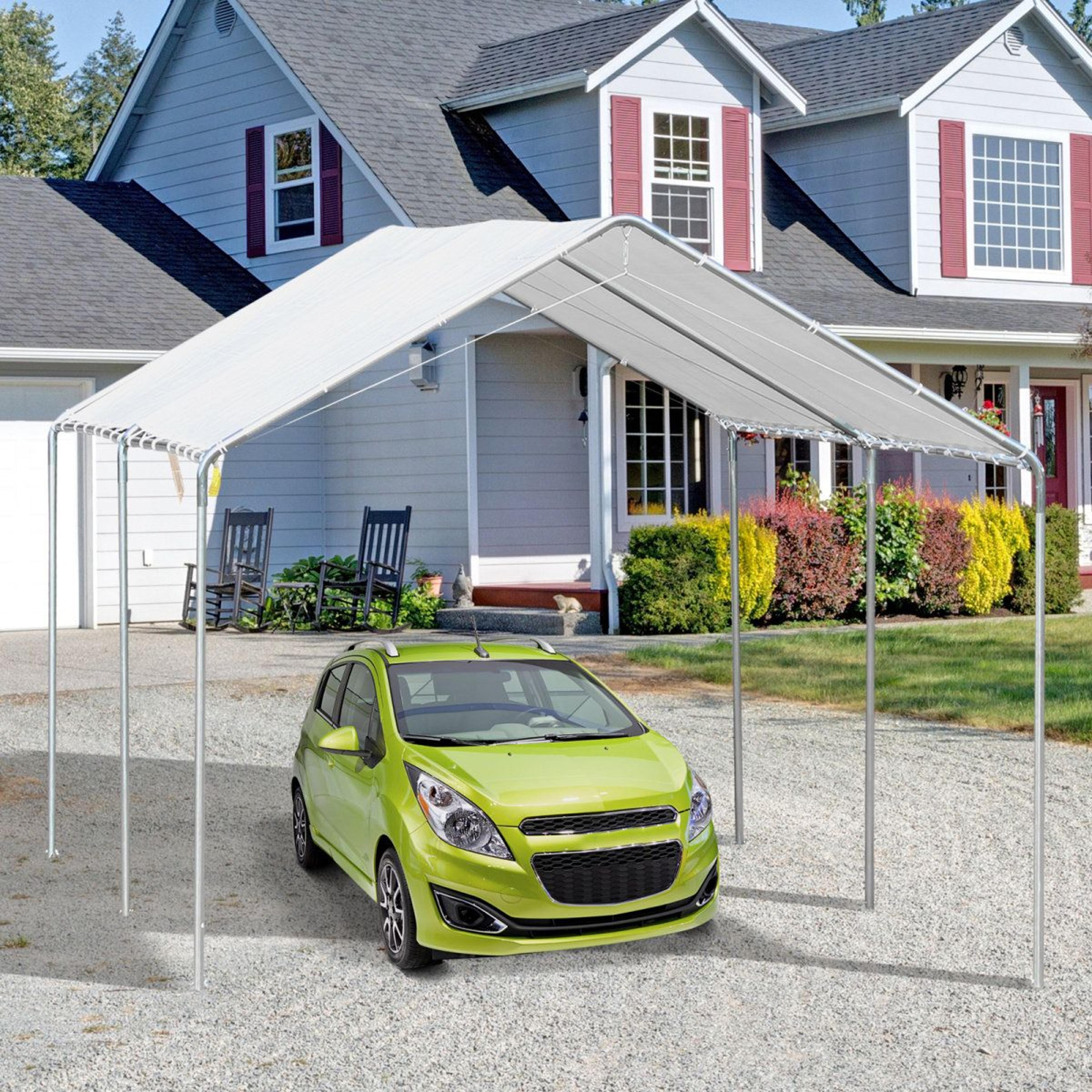 10 X 20 Heavy Duty Steel Carport Canopy With Galvanized Frame And Anchor Kit 1