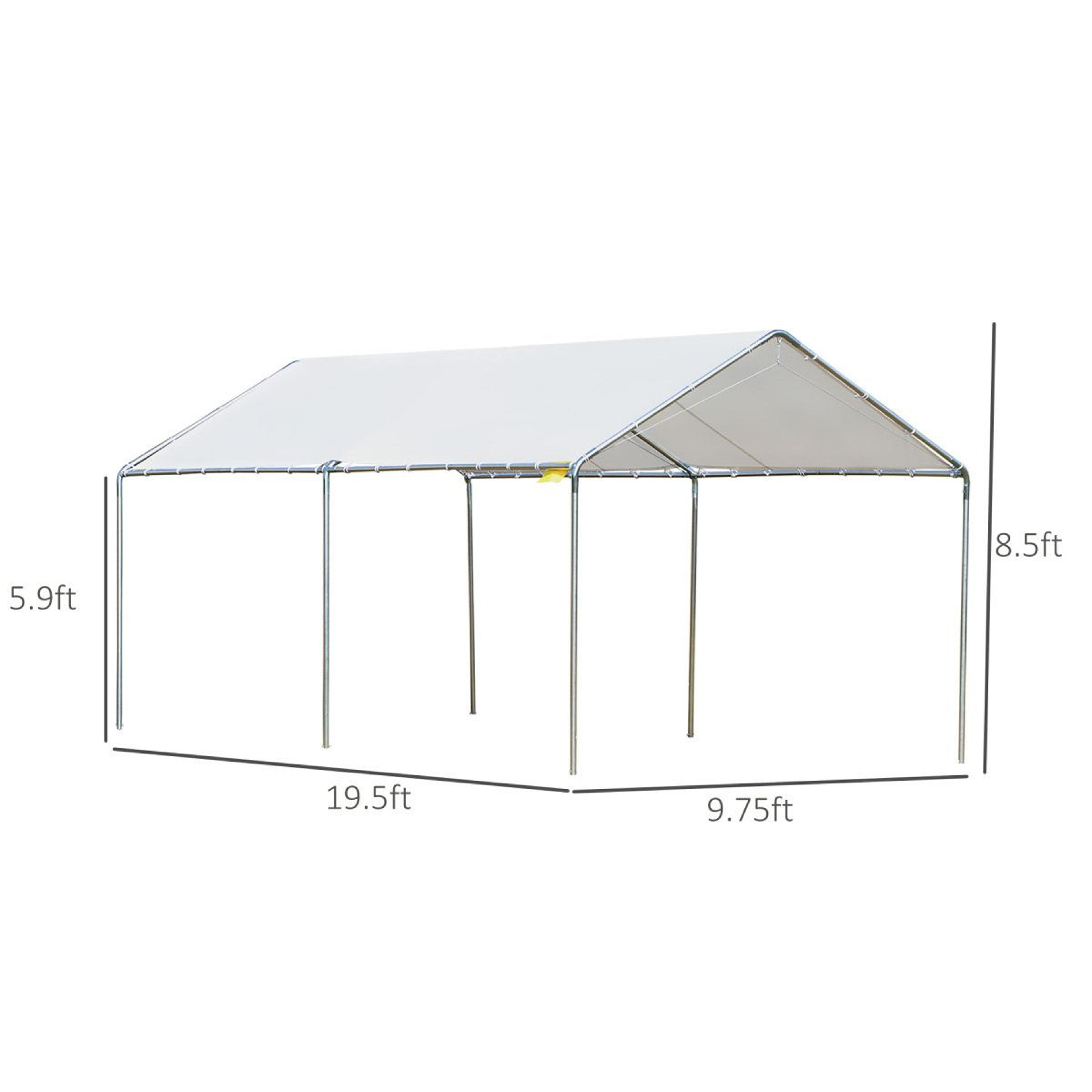 10 X 20 Heavy Duty Steel Carport Canopy With Galvanized Frame And Anchor Kit 7