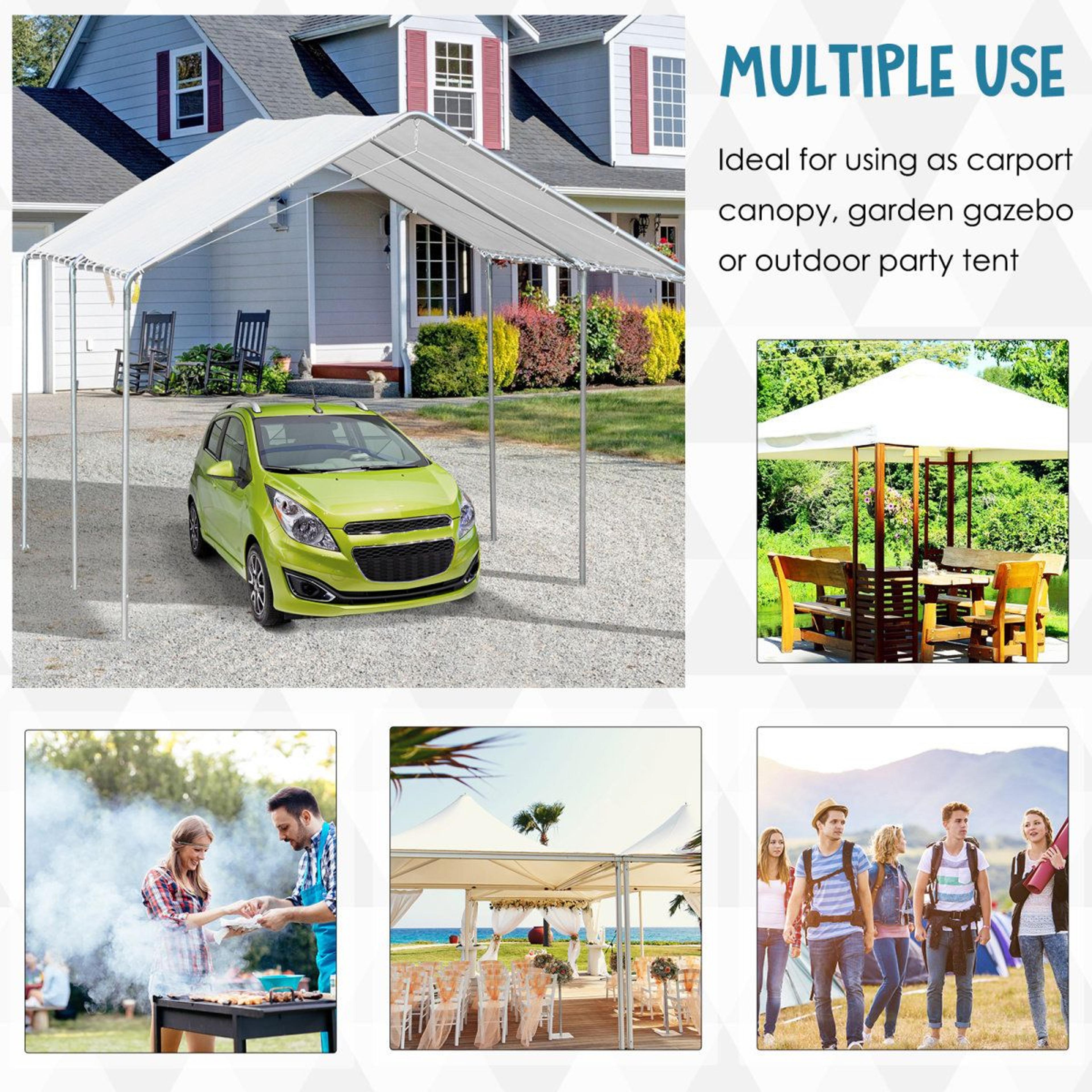 10 X 20 Heavy Duty Steel Carport Canopy With Galvanized Frame And Anchor Kit 4