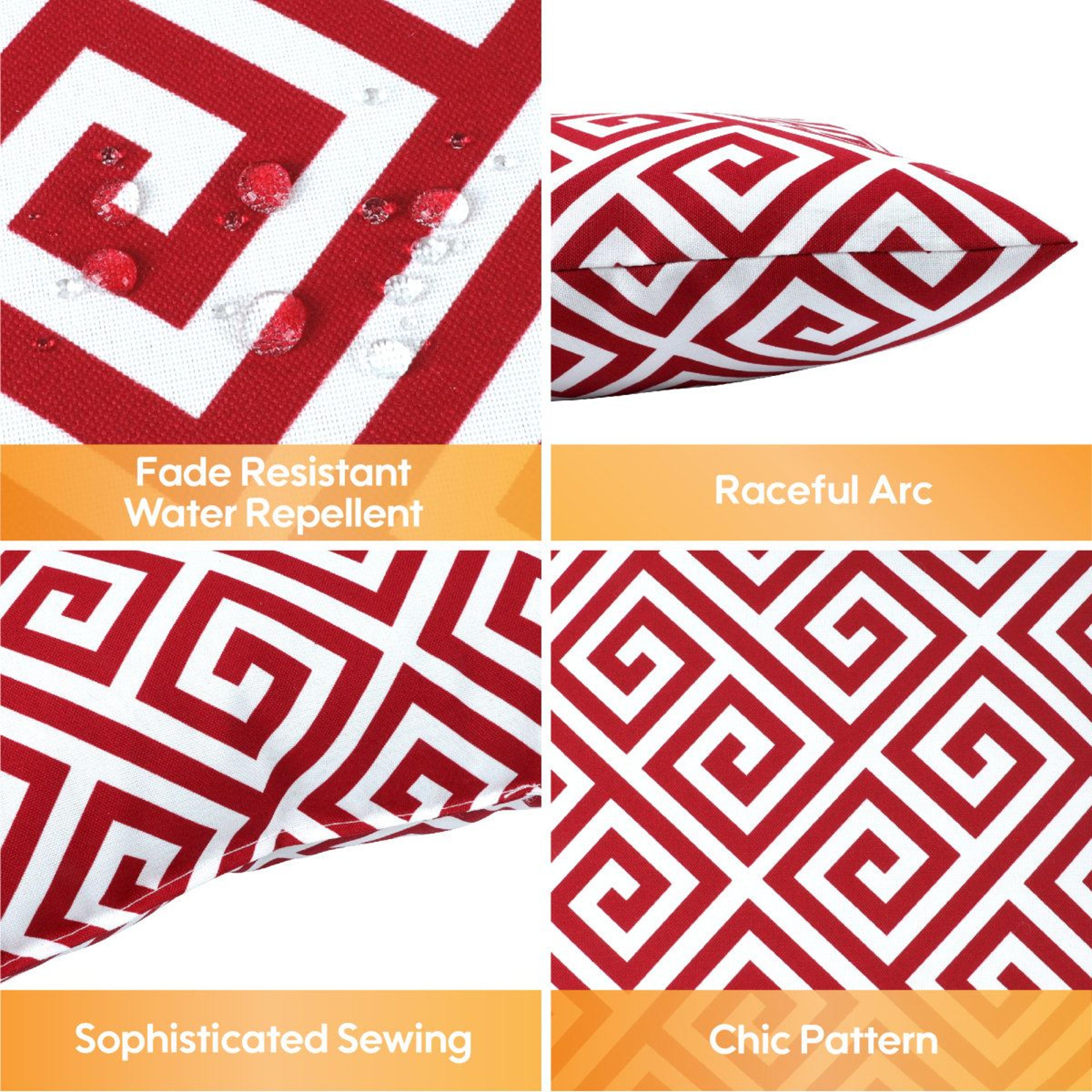 2 Pack Outdoor Throw Pillows 18 X 18 Inch WaterResistant Red Patio Cushions 3