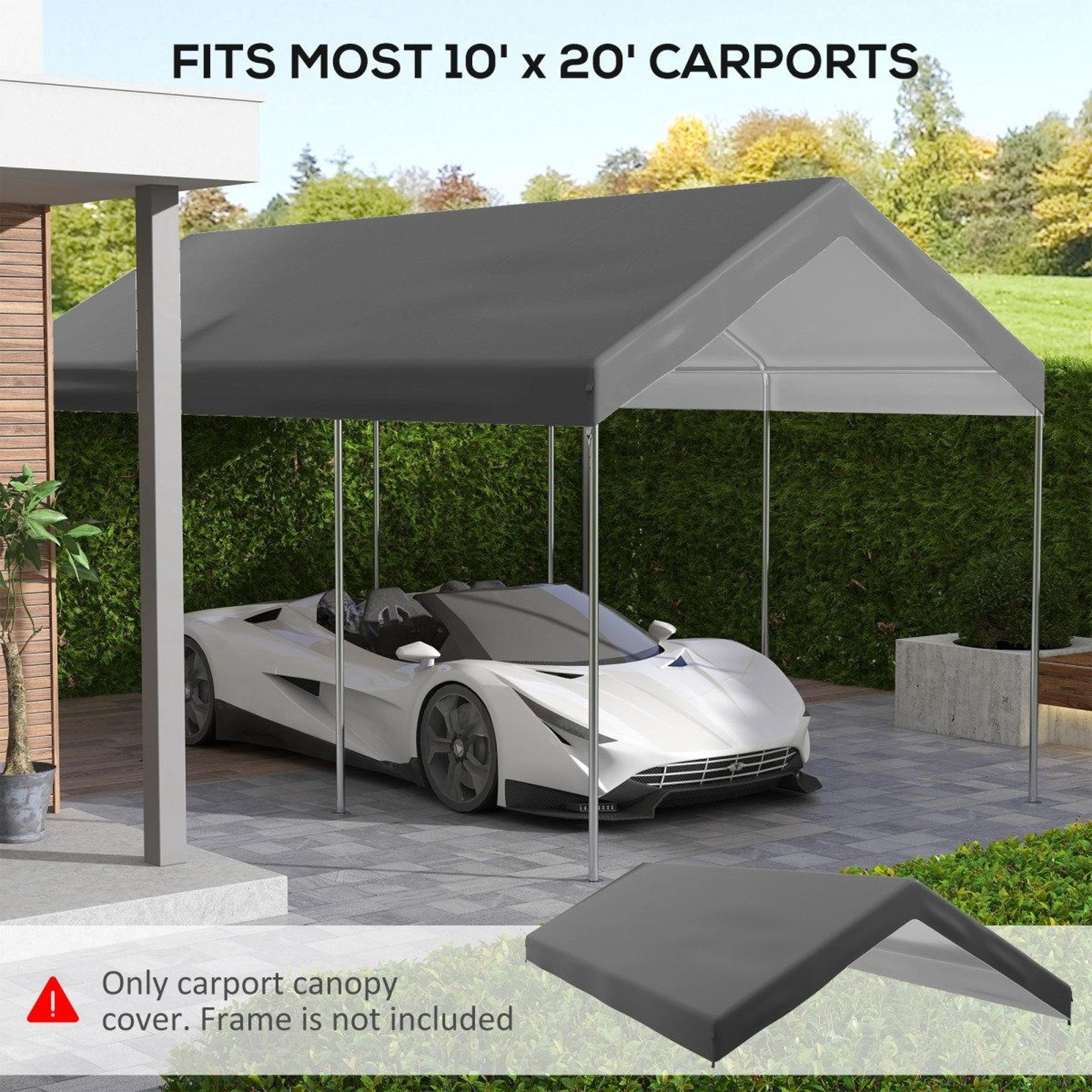 10 X 20 Carport Replacement Canopy Cover With Waterproof UV Protection 2