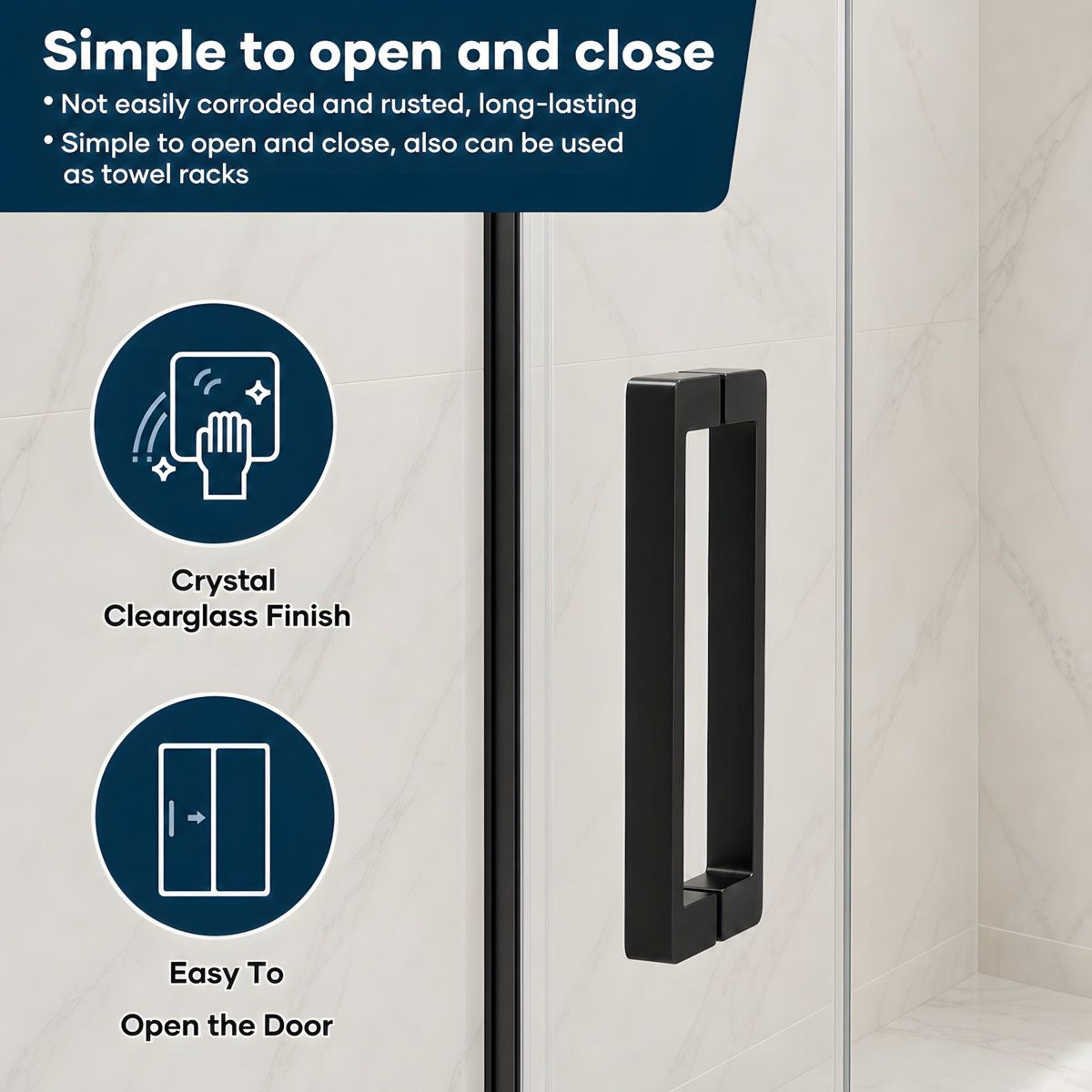 54Inch Frameless Sliding Shower Door With 8mm Clear Tempered Glass In Matte Black 5